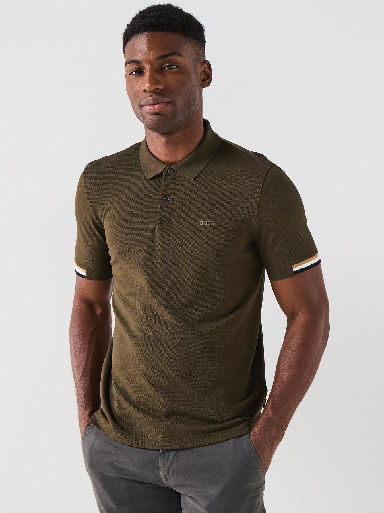 BOSS Parlay 147 Regular Fit Corporate Sleeve Trim Polo Shirt - Khaki