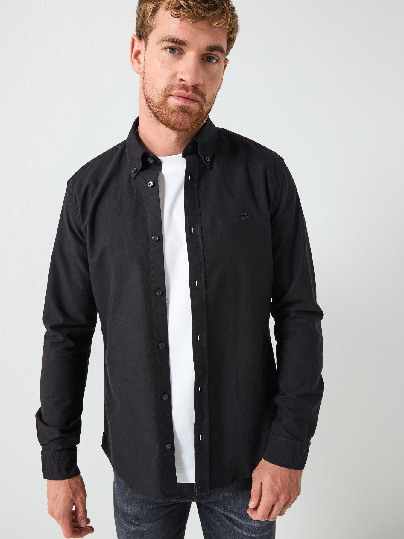 BOSS H-Roan Button Down Slim Fit Oxford Shirt - Black