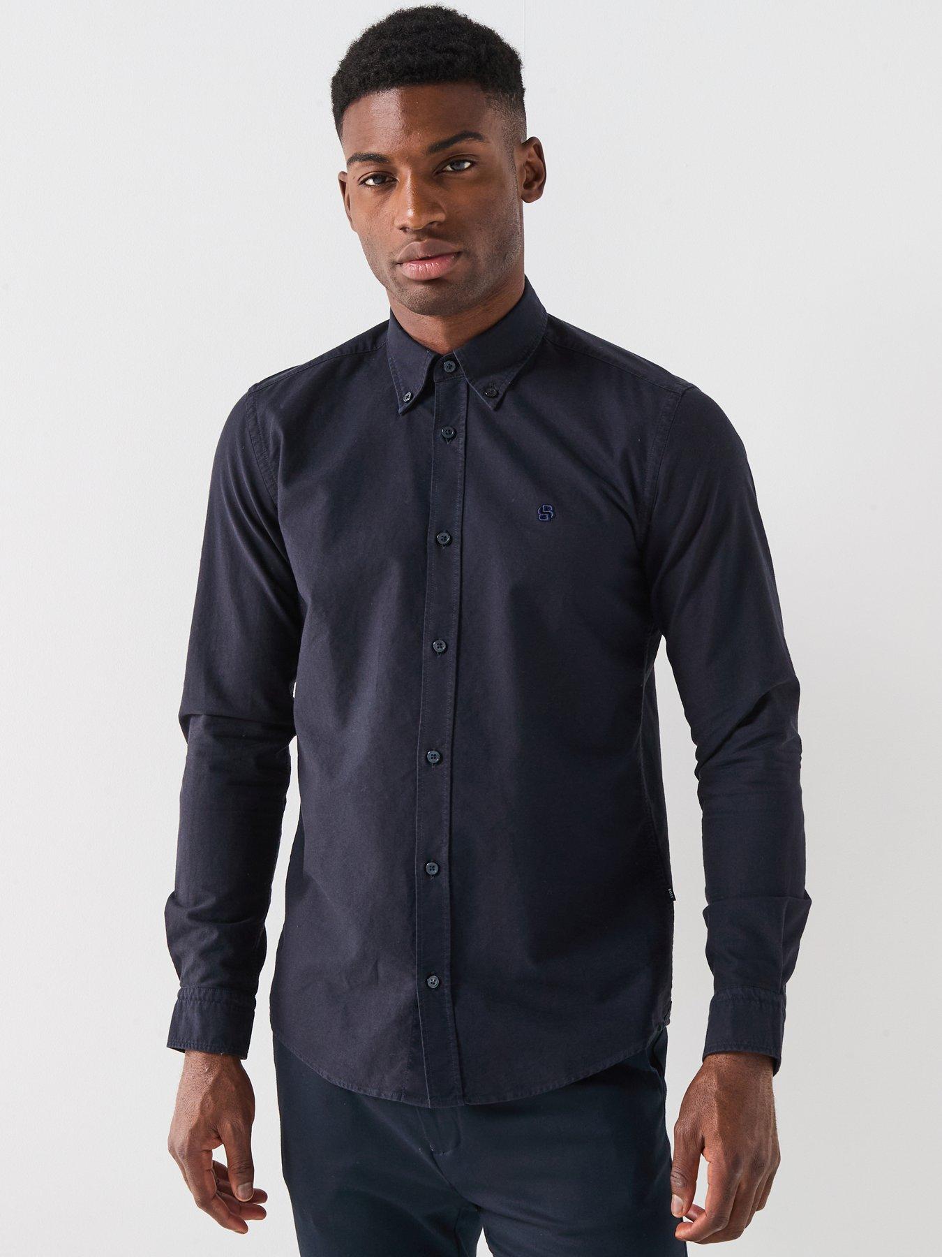 BOSS Slim Long Sleeve Oxford Shirt - Navy