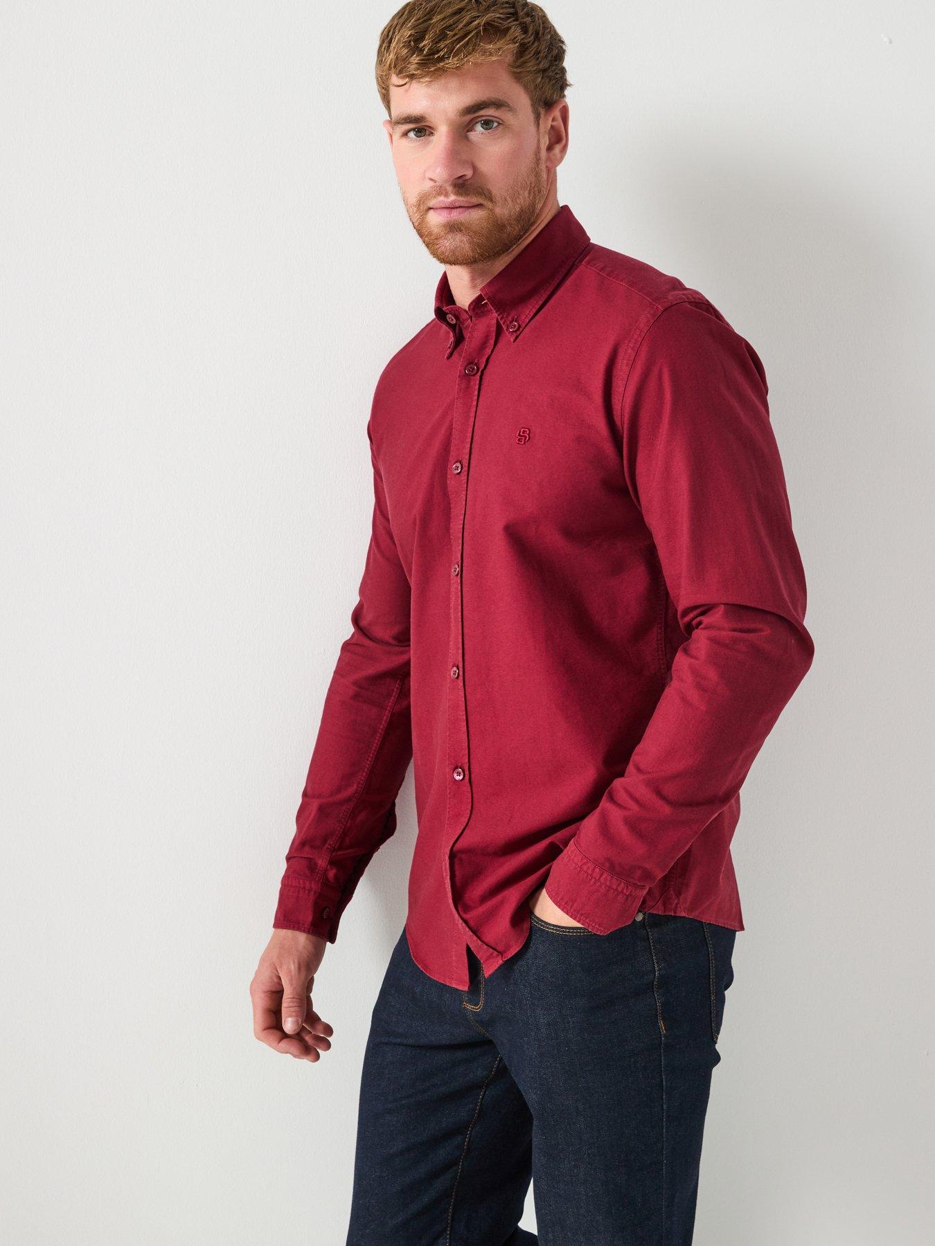 BOSS H-Roan Button Down Oxford Shirt - Dark Red