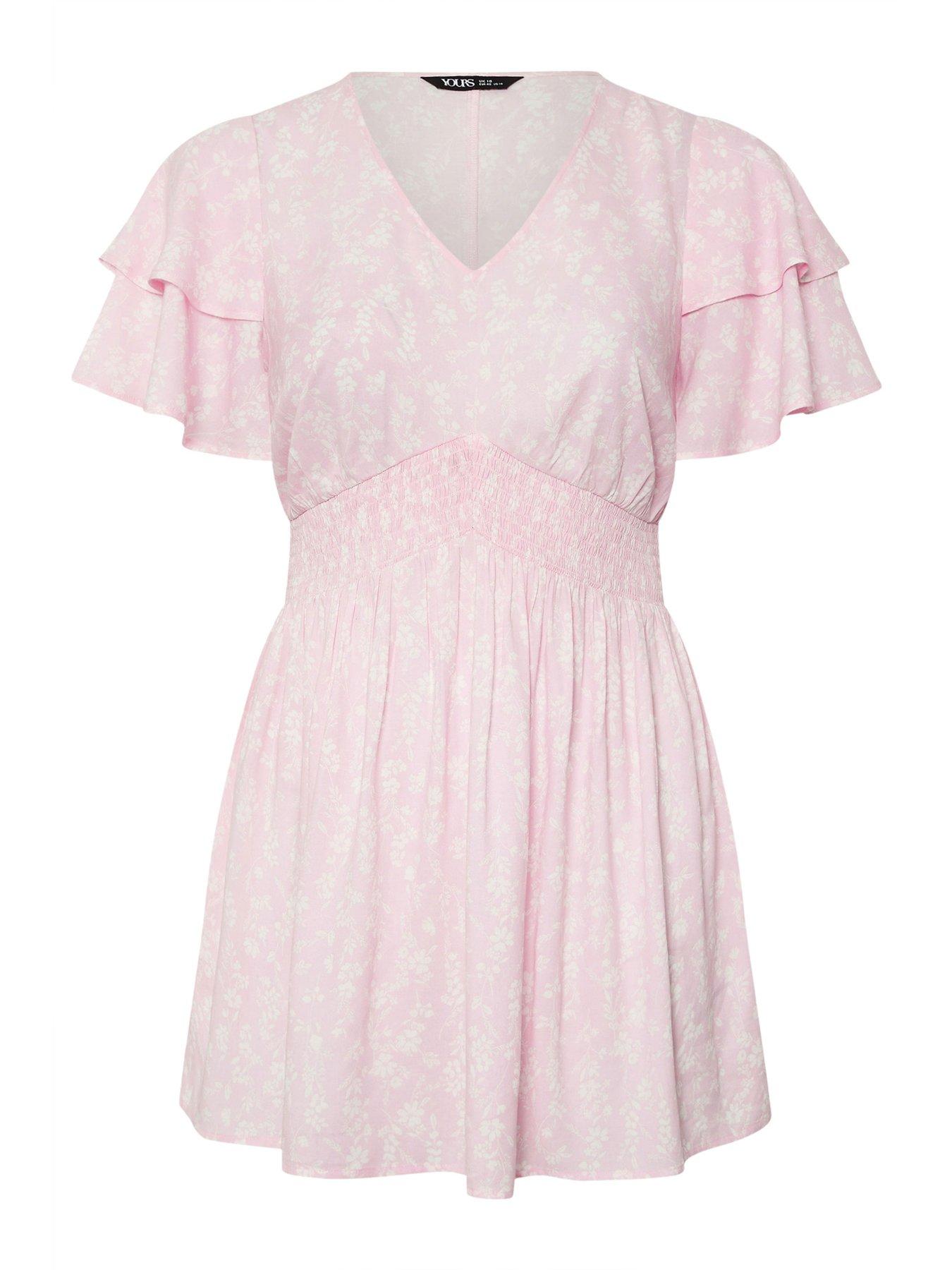 Image 5 of 5 of Yours Curve Flutter Sleeve Top - Pink