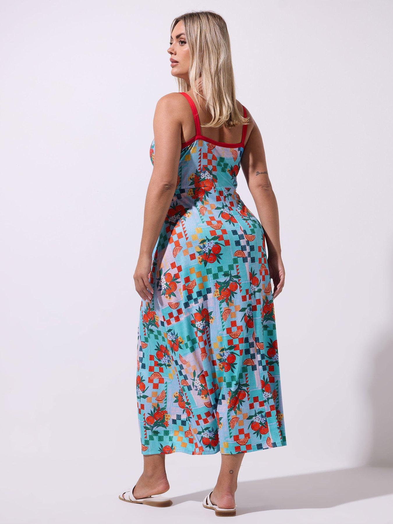 Image 2 of 5 of Yours Curve Cami Checkerboard Dress - Blue