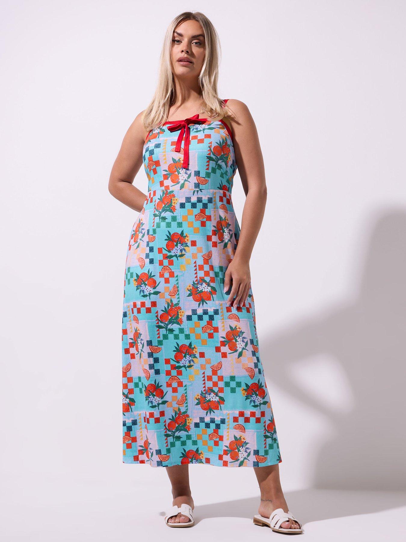 Image 3 of 5 of Yours Curve Cami Checkerboard Dress - Blue