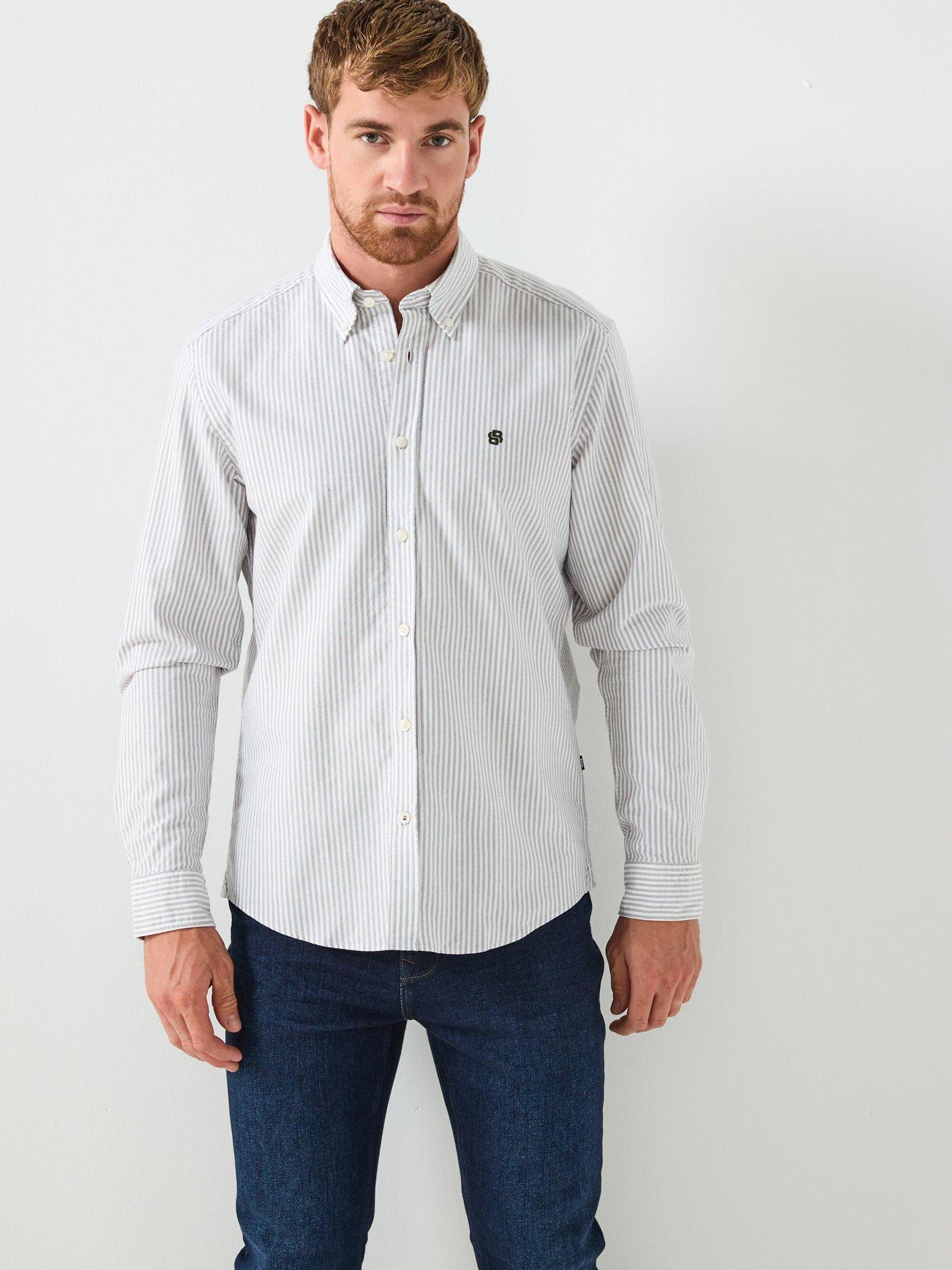 BOSS Boss H-liam Striped Regular Fit Oxford Shirt - Khaki