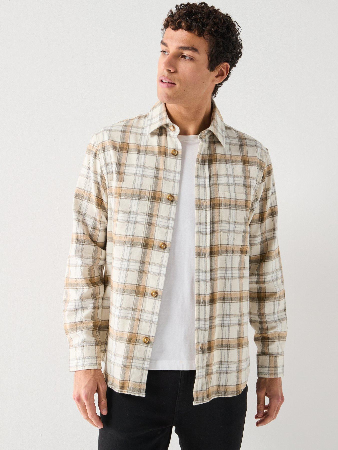 boss-flannel-check-overshirt-beige