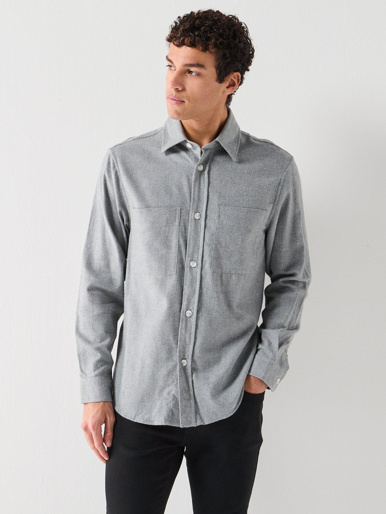 BOSS Boss C-owen 2 Pocket Relaxed Fit Flannel Overshirt - Grey