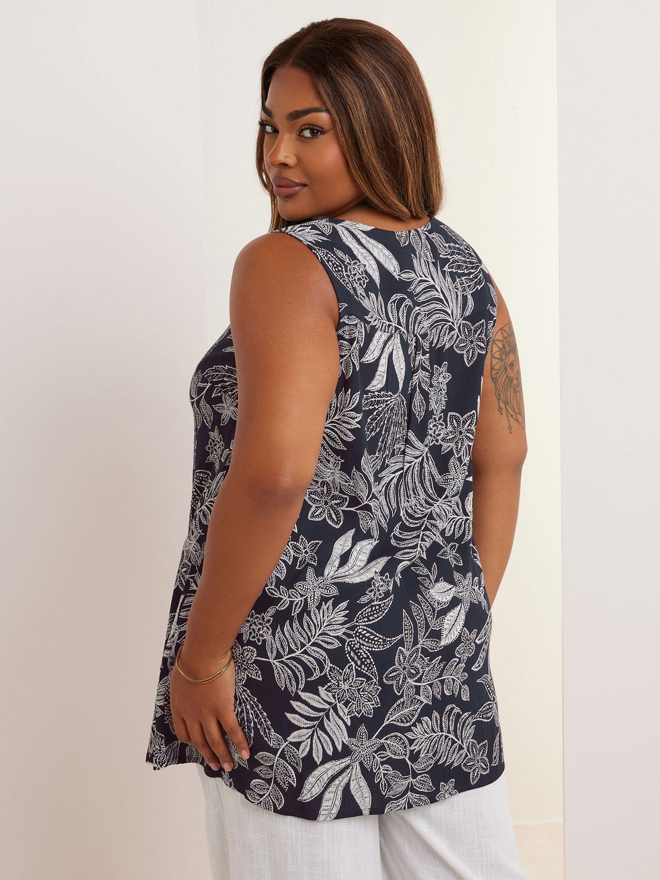 Image 2 of 5 of Yours Curve Pleat Front Vest - Blue