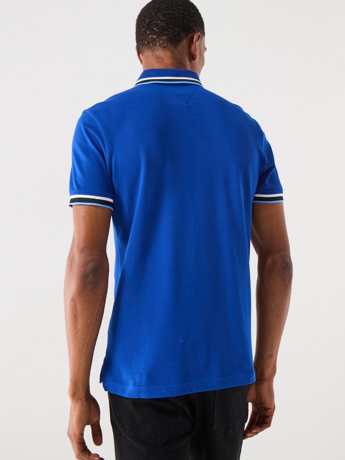 Image 2 of 6 of Tommy Hilfiger Cuff Interest Slim Fit Polo Shirt - Bright Blue