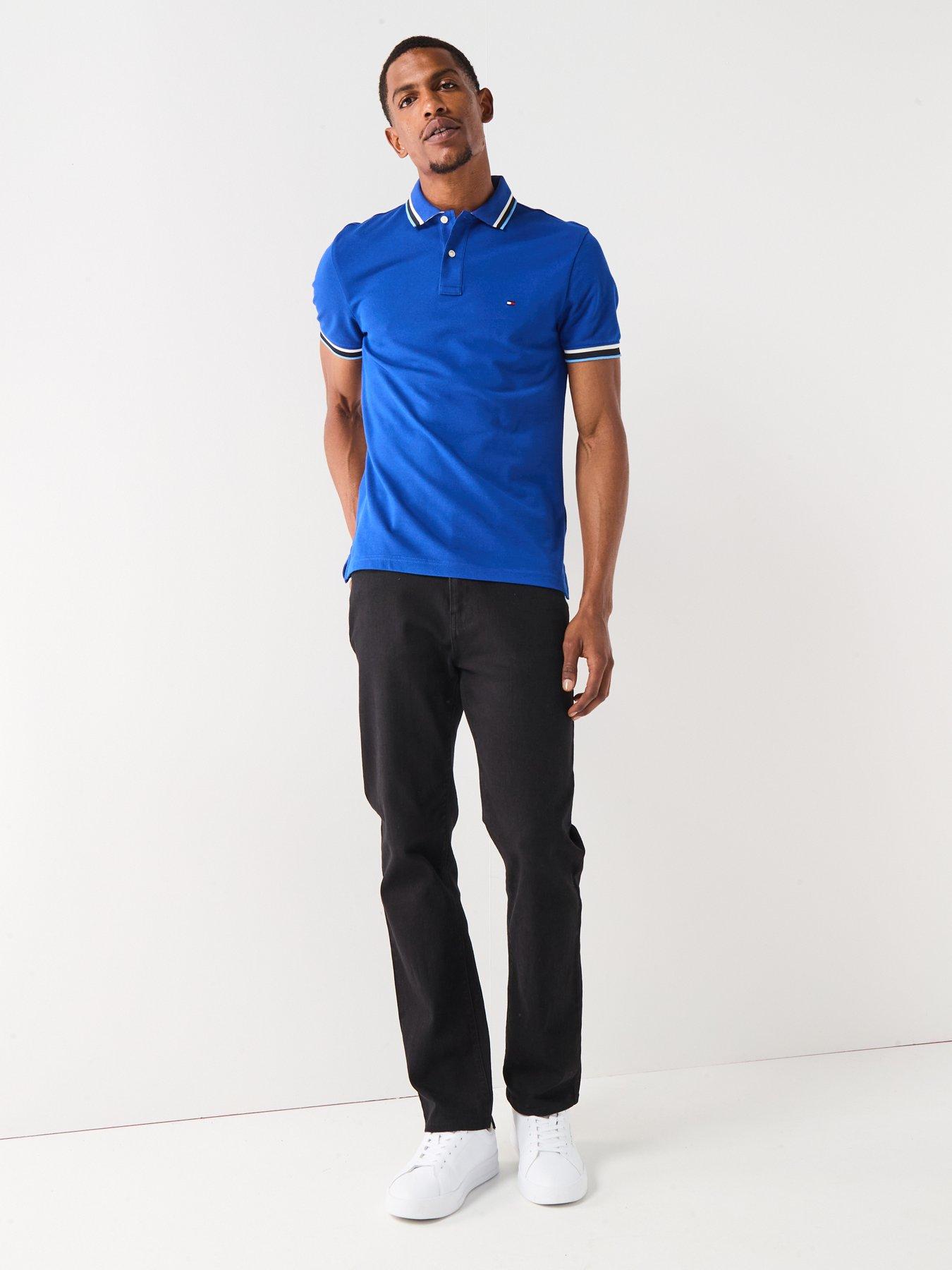 Image 3 of 6 of Tommy Hilfiger Cuff Interest Slim Fit Polo Shirt - Bright Blue