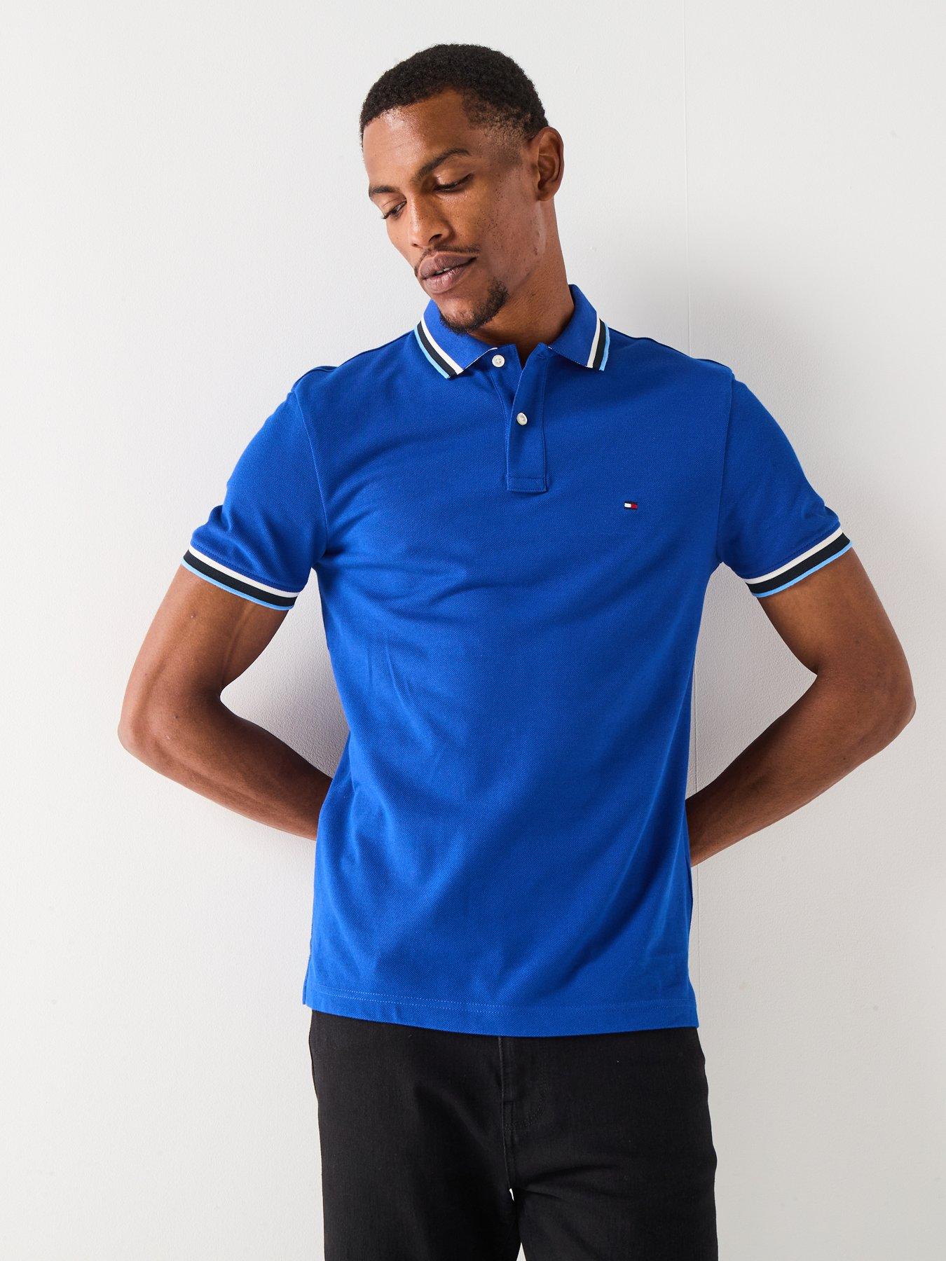 Image 4 of 6 of Tommy Hilfiger Cuff Interest Slim Fit Polo Shirt - Bright Blue