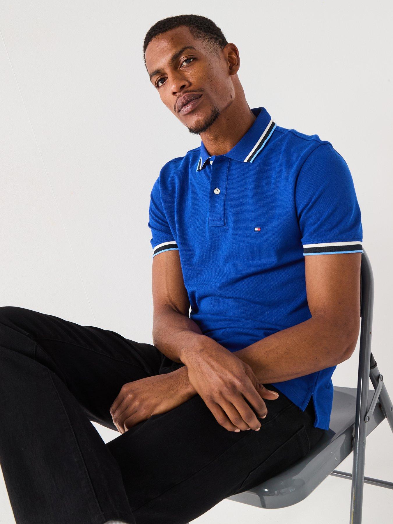 Image 5 of 6 of Tommy Hilfiger Cuff Interest Slim Fit Polo Shirt - Bright Blue