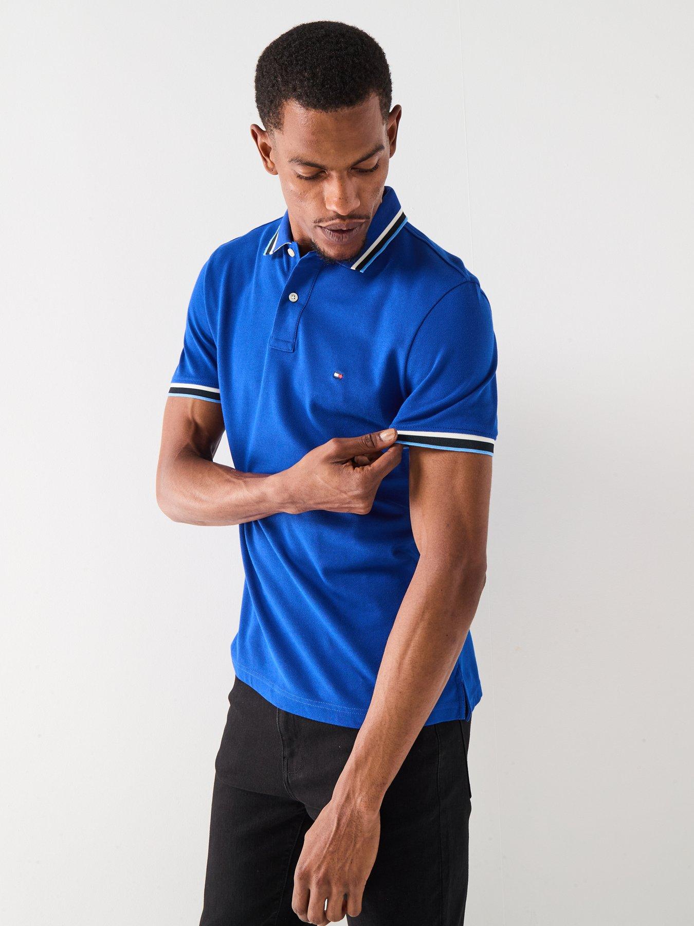 Image 6 of 6 of Tommy Hilfiger Cuff Interest Slim Fit Polo Shirt - Bright Blue