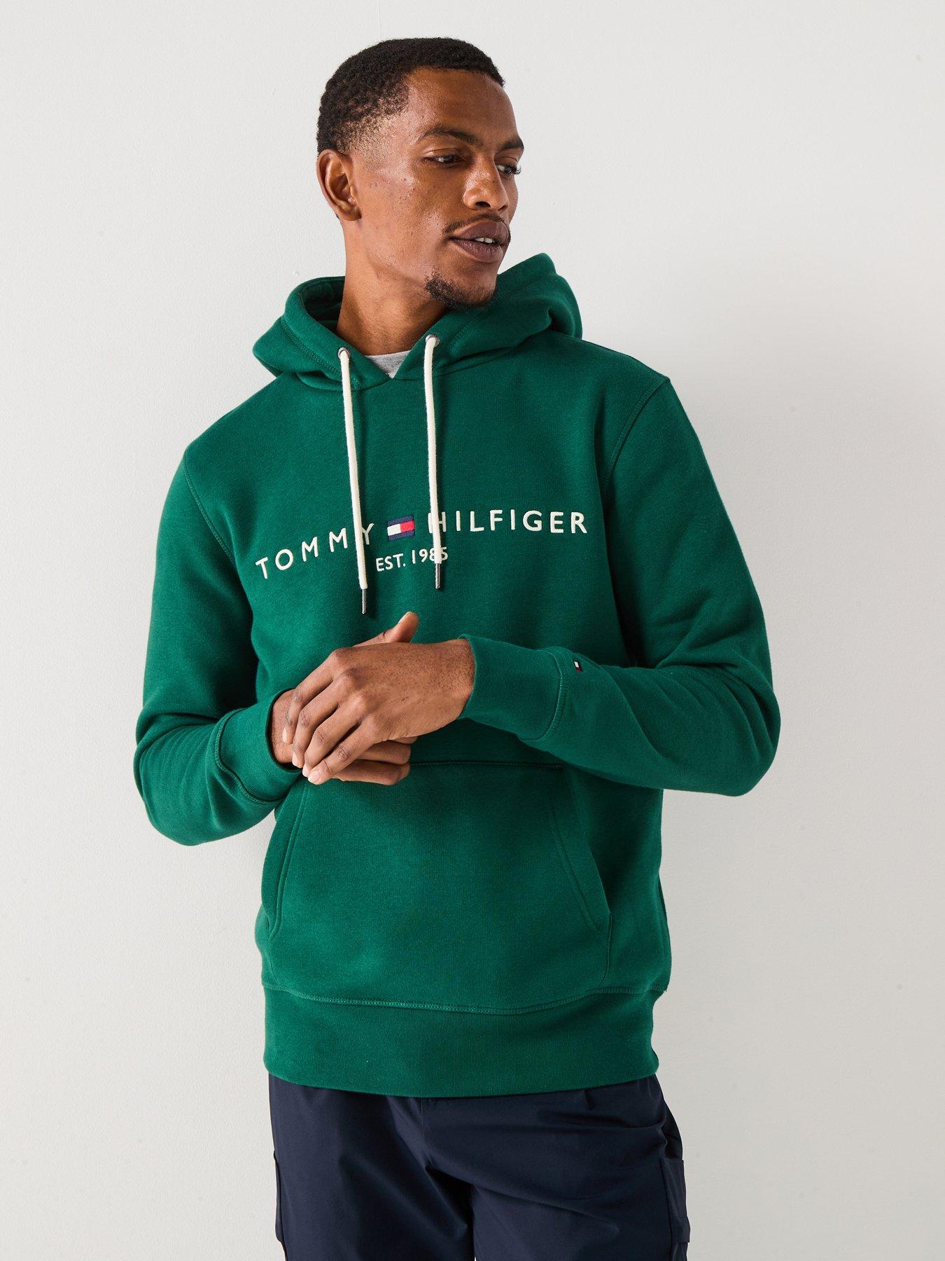 Tommy Hilfiger Linear Chest Logo Hoodie - Dark Green