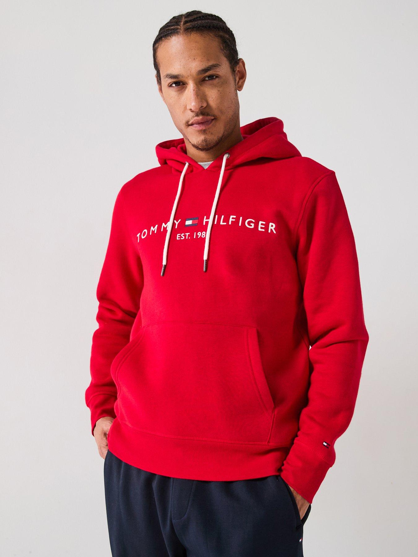 Tommy Hilfiger Linear Chest Logo Hoodie - Red