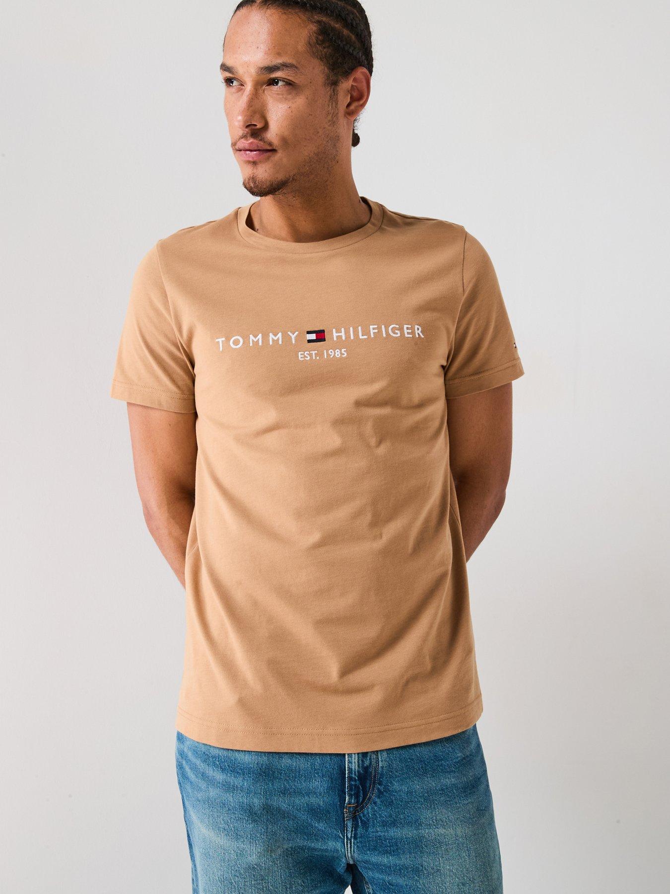tommy-hilfiger-linear-logo-t-shirt-light-brown