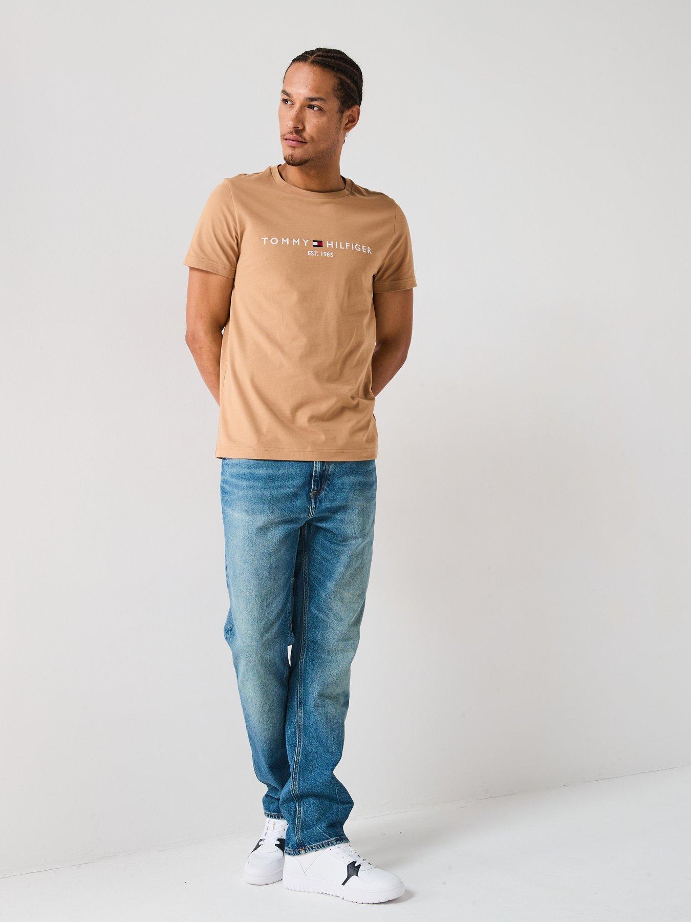 tommy-hilfiger-linear-logo-t-shirt-light-brownback