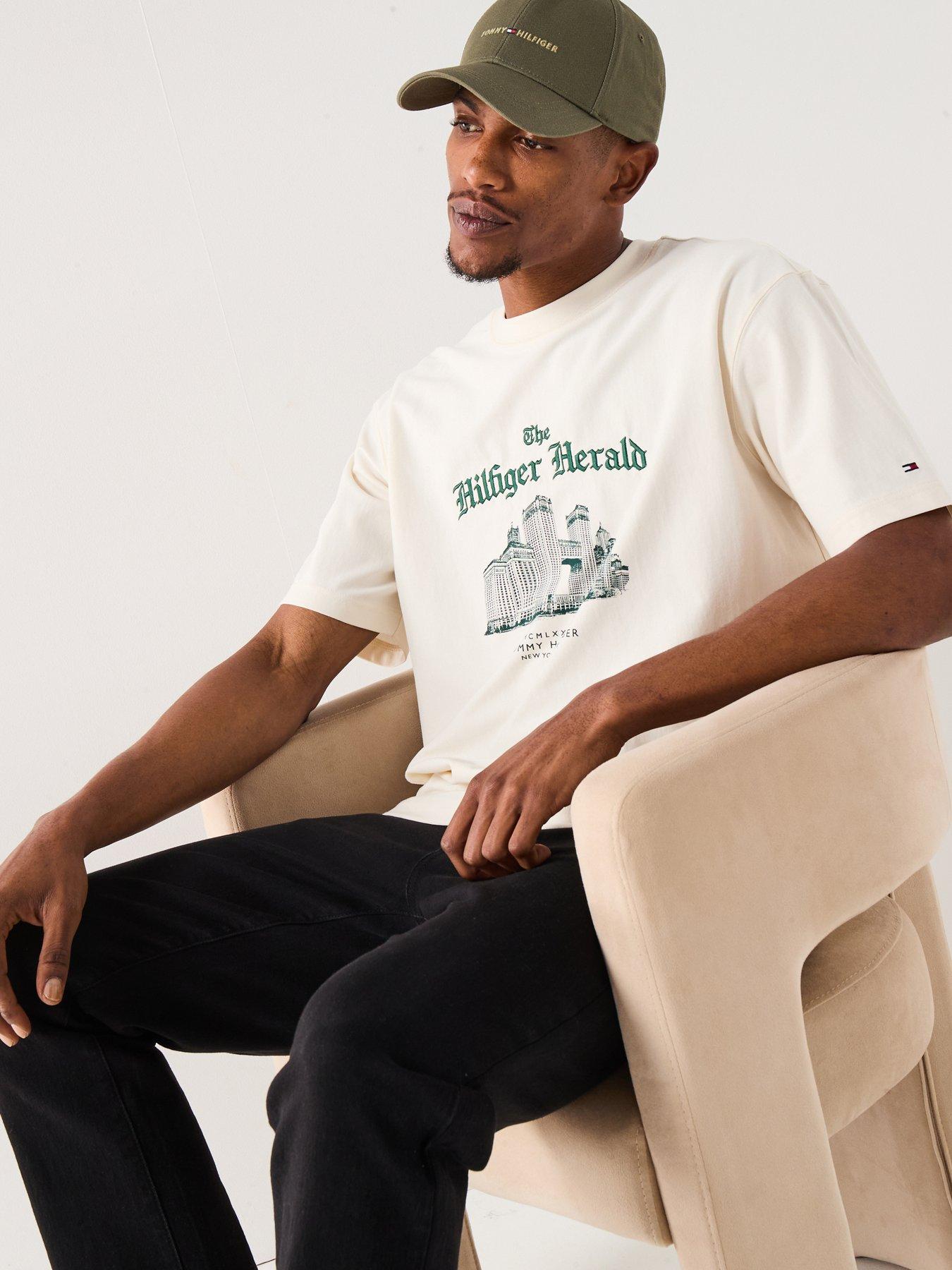Image 1 of 6 of Tommy Hilfiger Herald Skyline Graphic T-Shirt - Off White