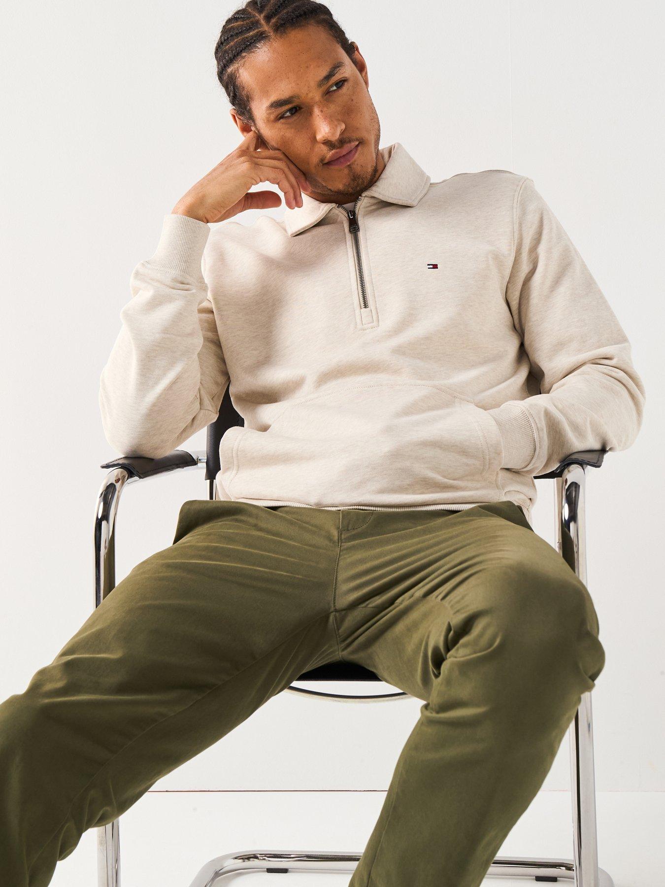 tommy-hilfiger-essential-terry-14-zip-sweat-top-natural