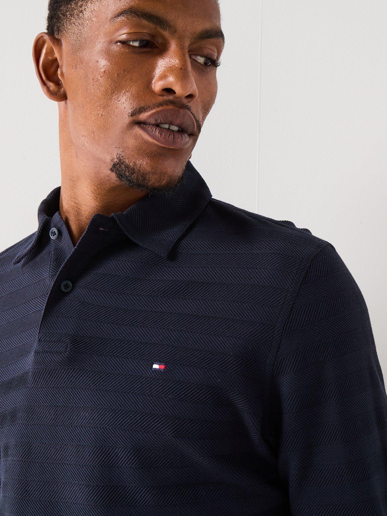 tommy-hilfiger-long-sleeve-herringbone-polo-shirt-navyoutfit