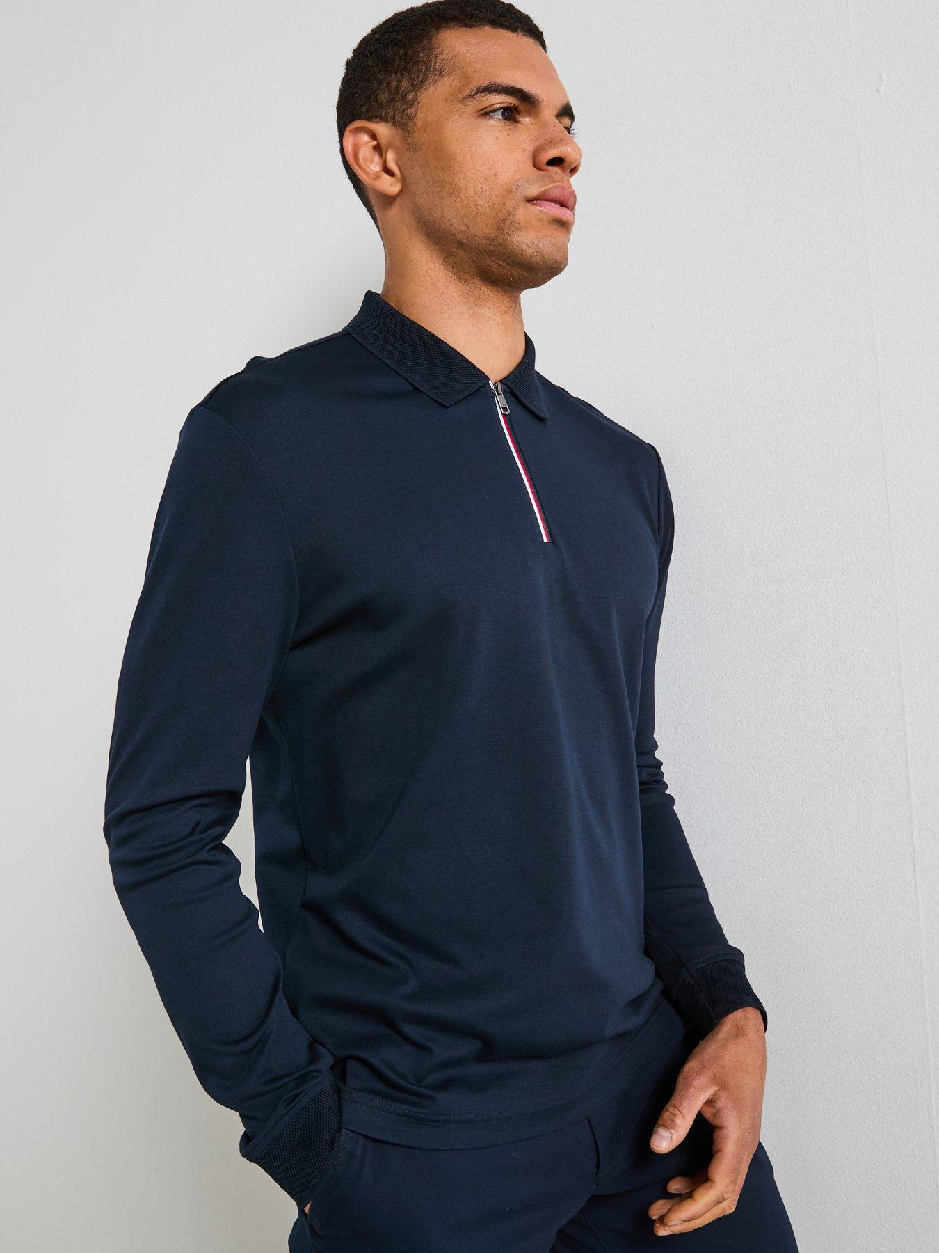 tommy-hilfiger-long-sleeve-zip-interlock-polo-shirt-navydetail