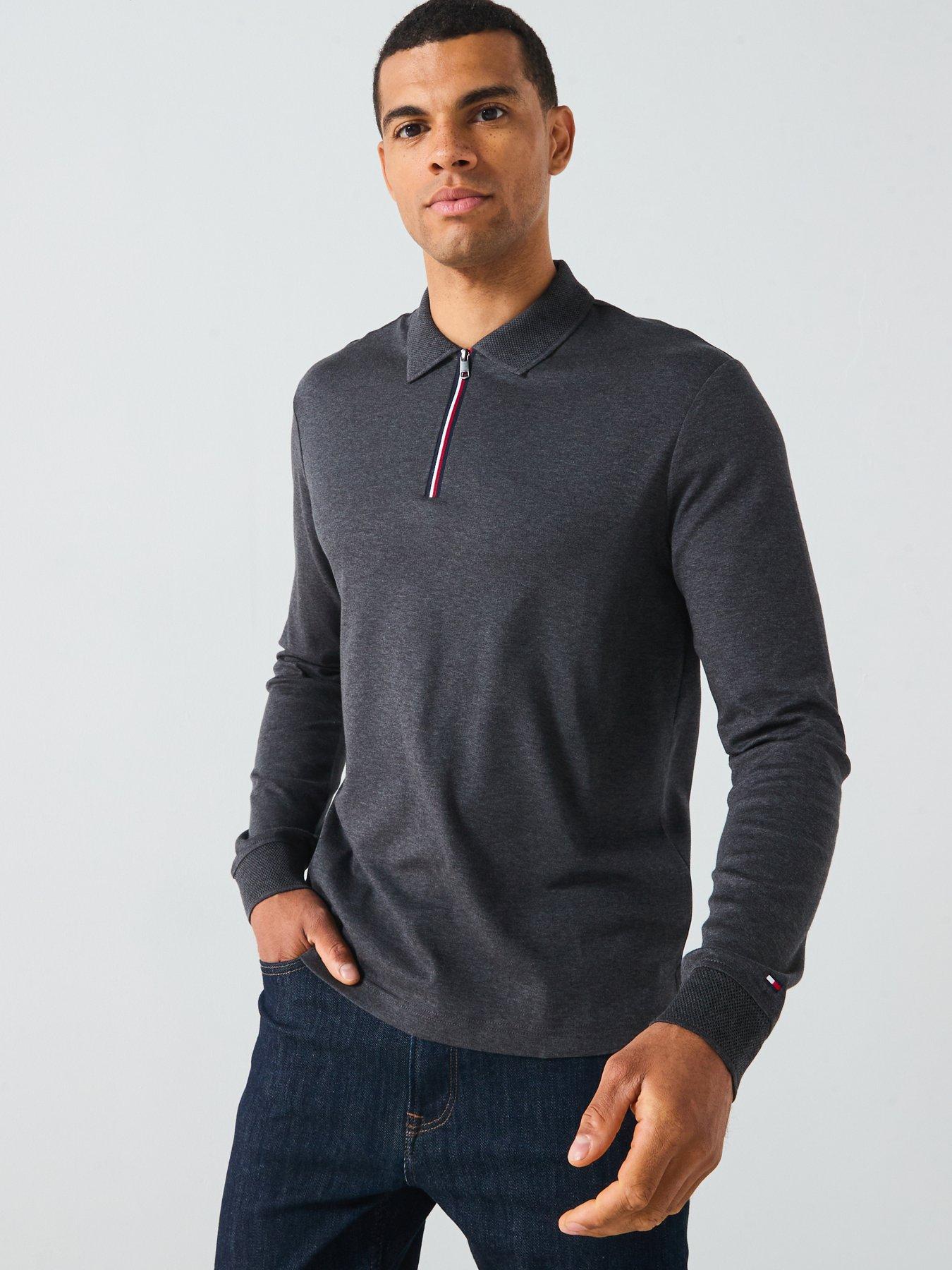 tommy-hilfiger-long-sleeve-zip-interlock-polo-shirt-dark-grey
