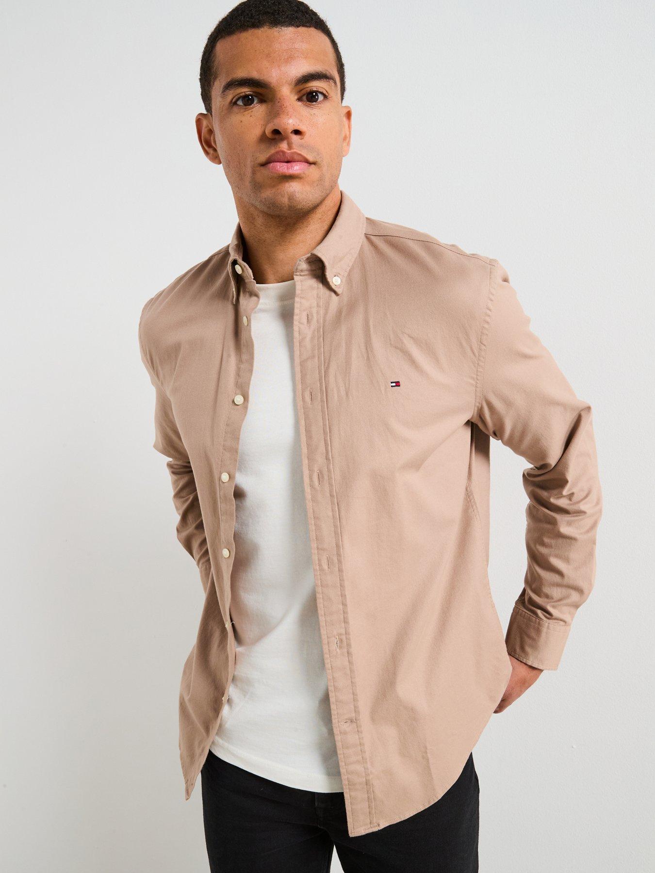Tommy Hilfiger Long Sleeve Flex Flannel Solid Shirt - Light Brown