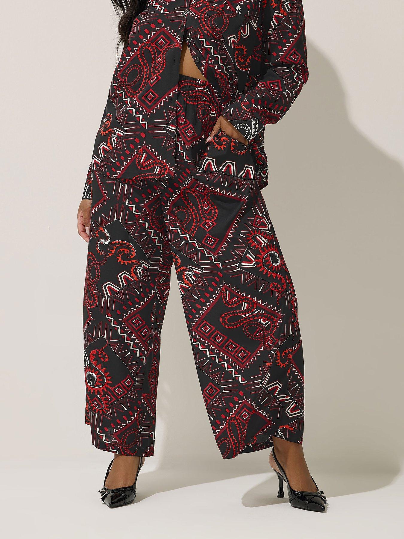 undefined Curve Snake Paisley Trouser - Black
