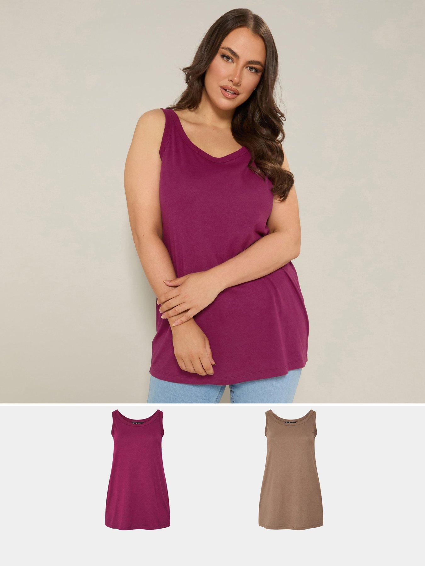 Image of Yours Curve 2 Pack Core Basic Vest - Pink