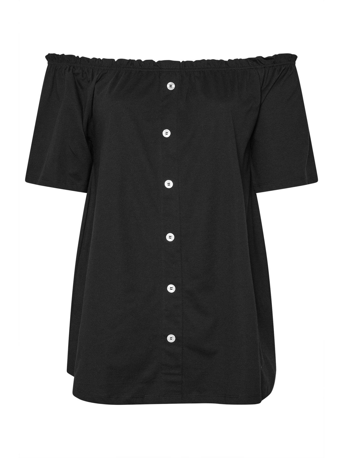 yours-curve-frill-bardot-button-front-top-blackdetail