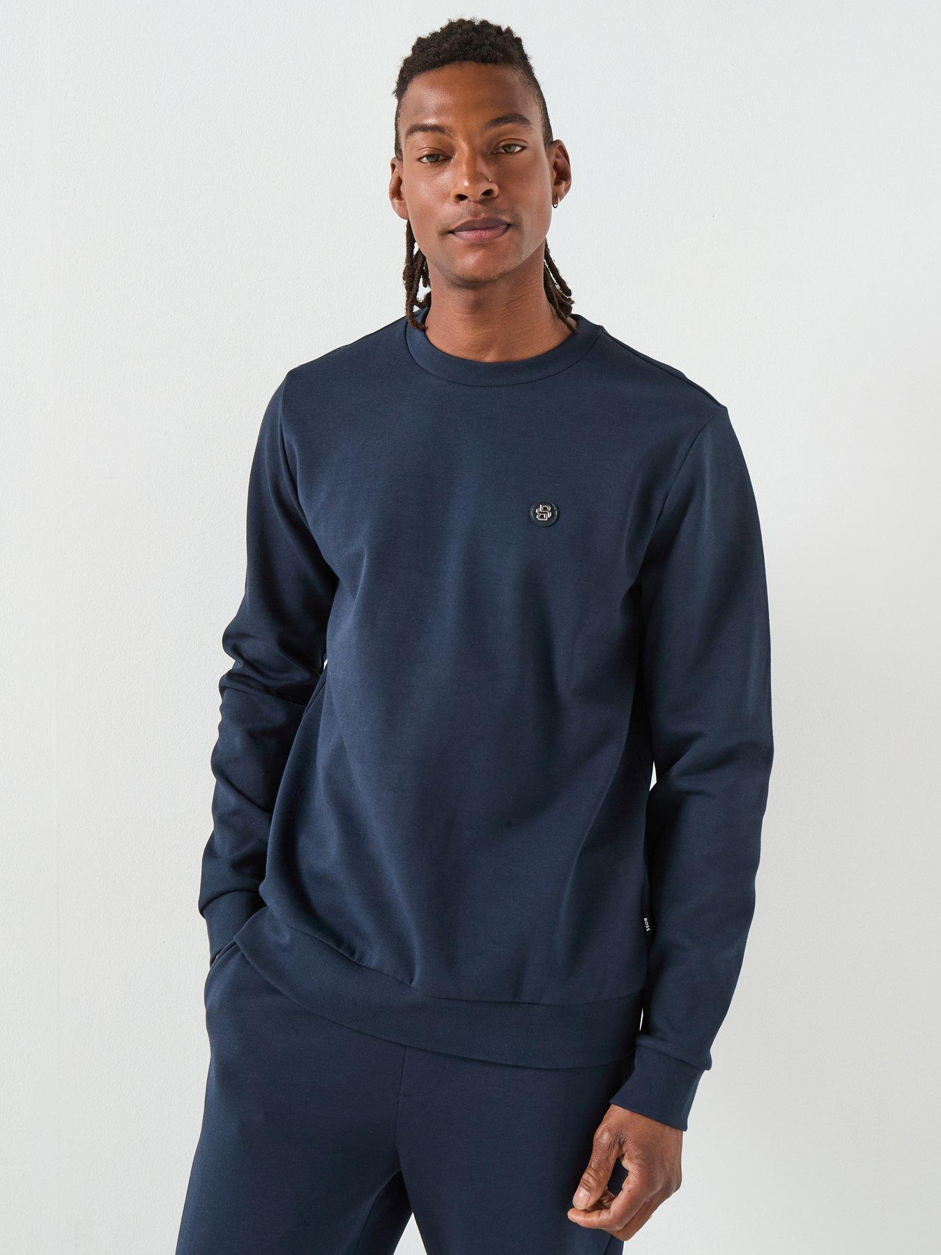 BOSS C-Sharpe 01 Regular Fit Nikel Logo Crew Sweatshirt - Navy