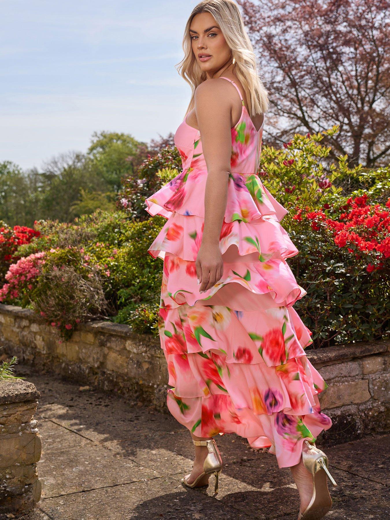 Image of Yours Curve Ruffle Formal Maxi Dress - Pink