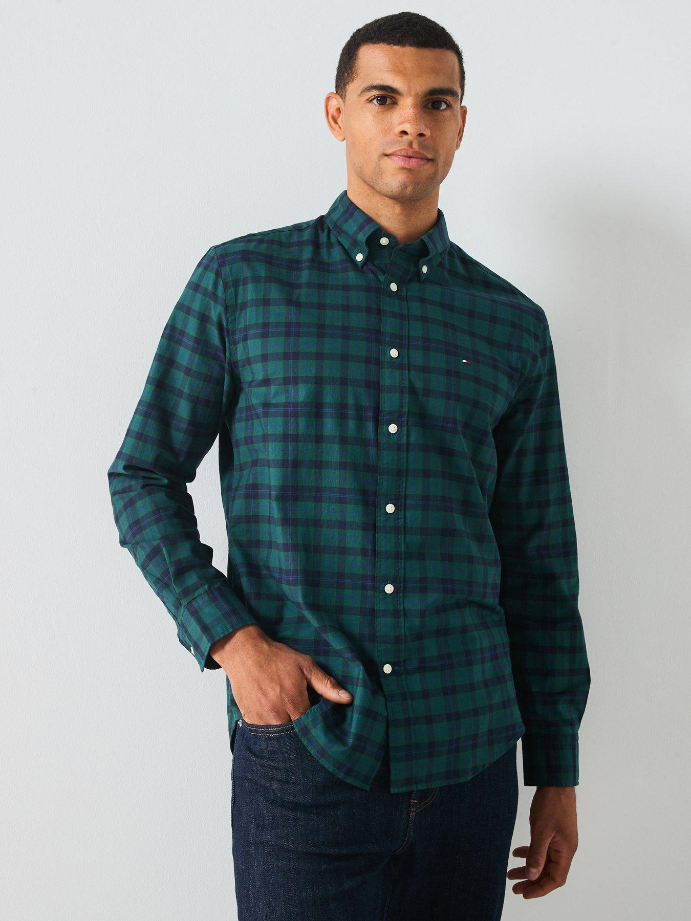 tommy-hilfiger-mercerized-blackwatch-long-sleeve-regular-fit-shirt-navyfront