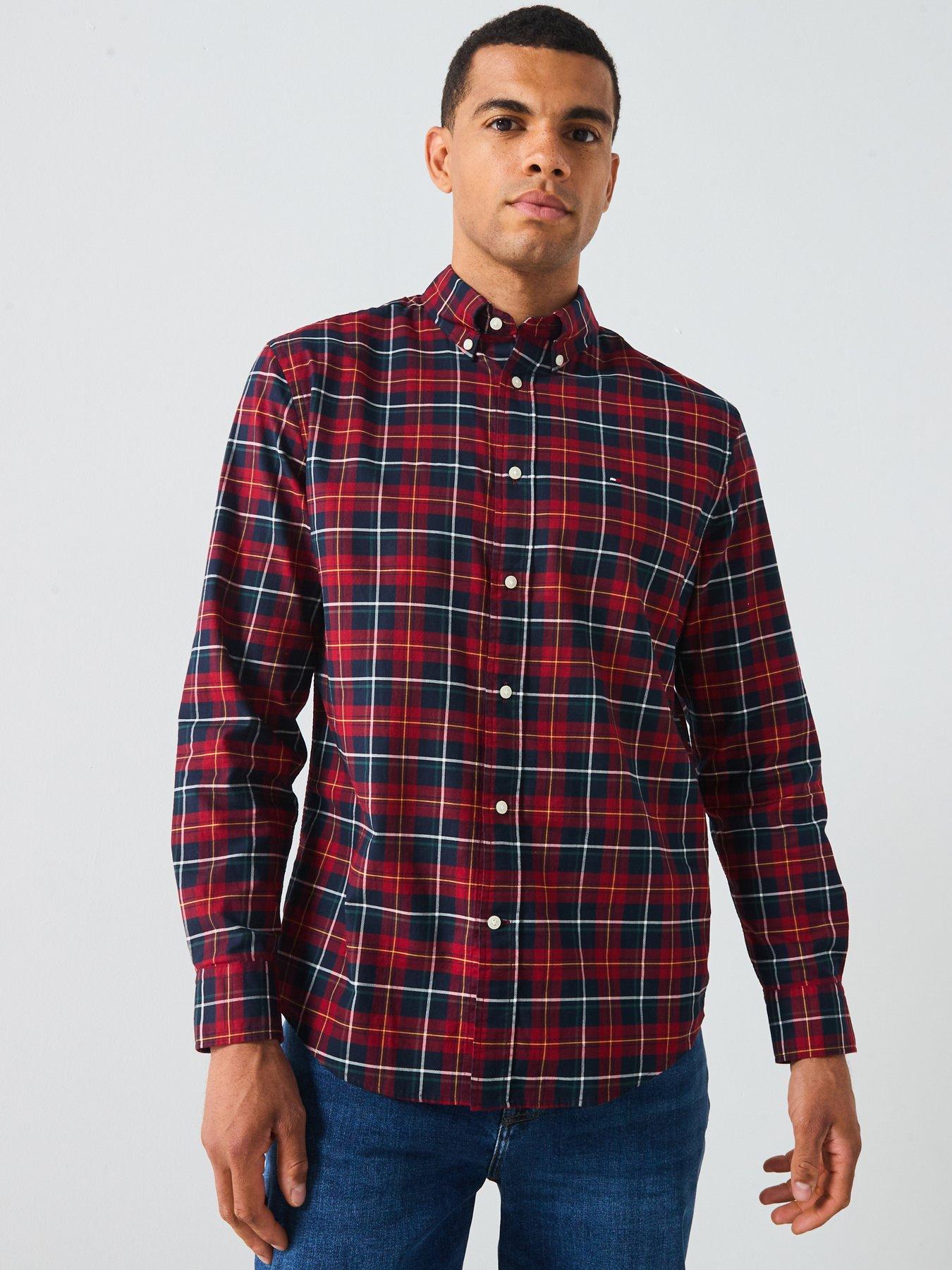 Tommy Hilfiger Mercerized Tartan Long Sleeve Regular Fit Shirt - Red