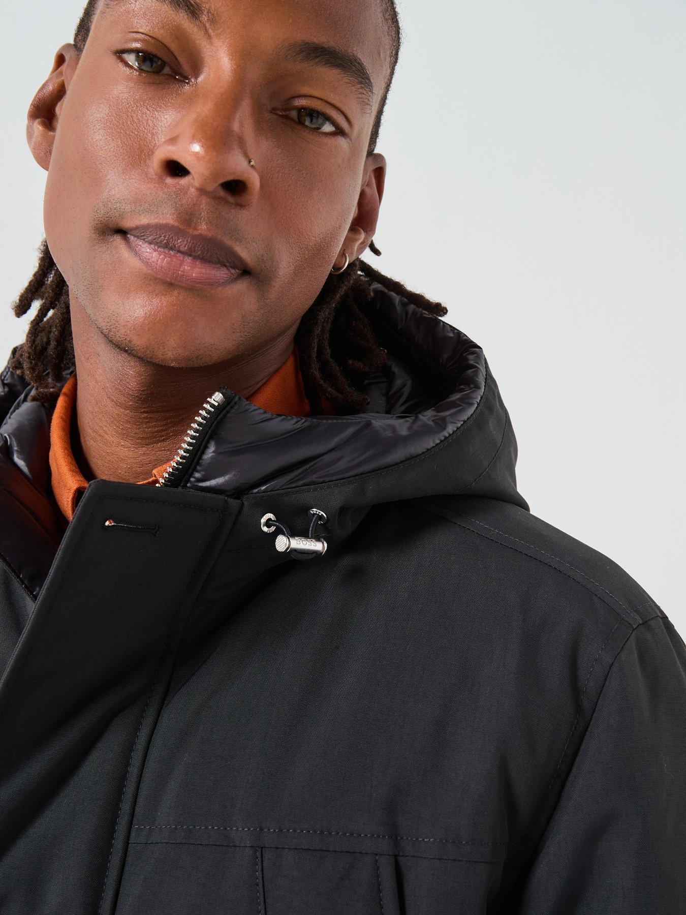 Image 4 of 6 of BOSS H-Detoni Padded Inner Hodded Coat - Black