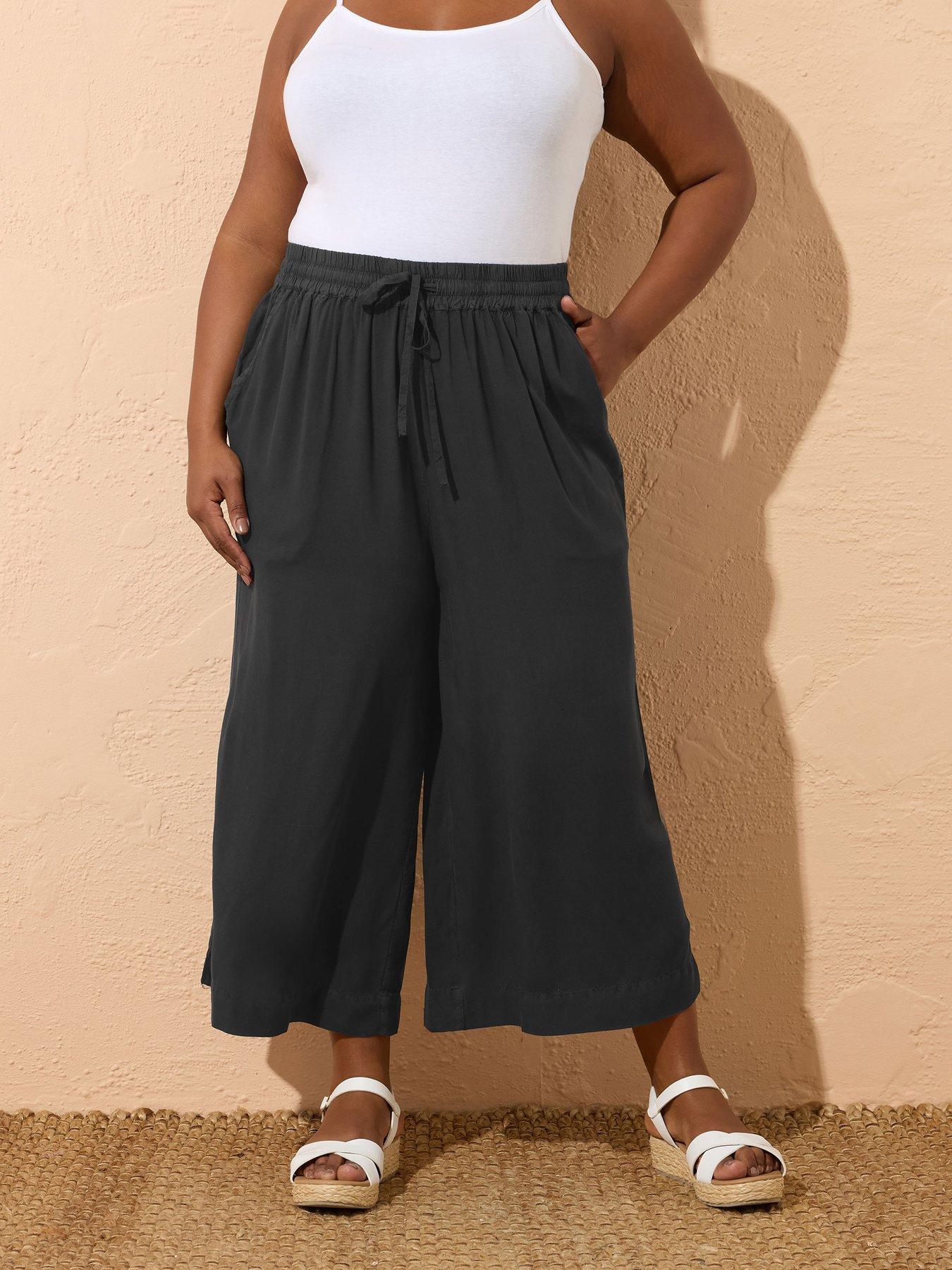 Image of Yours Curve Chambray Culotte - Black