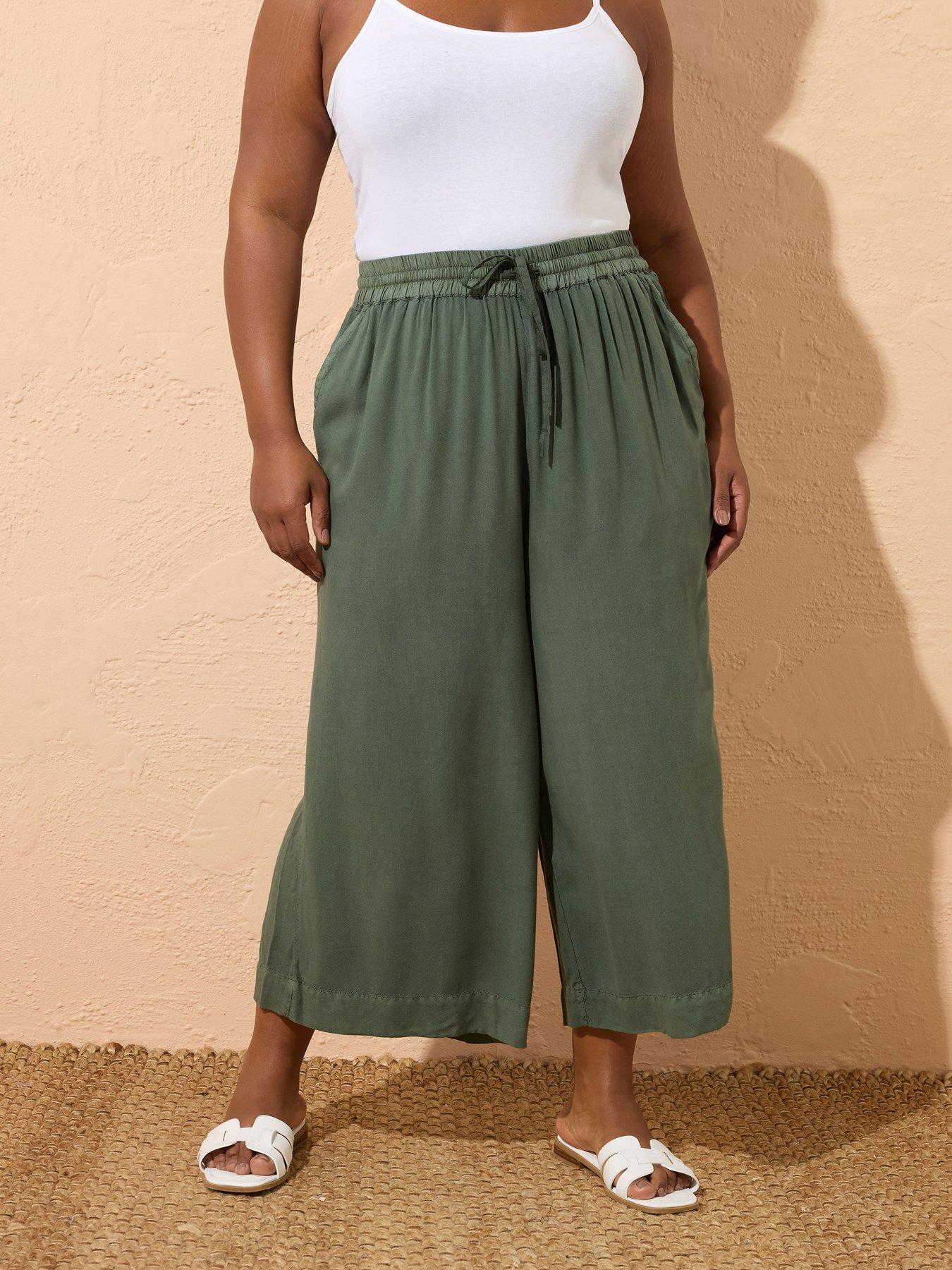 Image of Yours Curve Chambray Culotte - Green