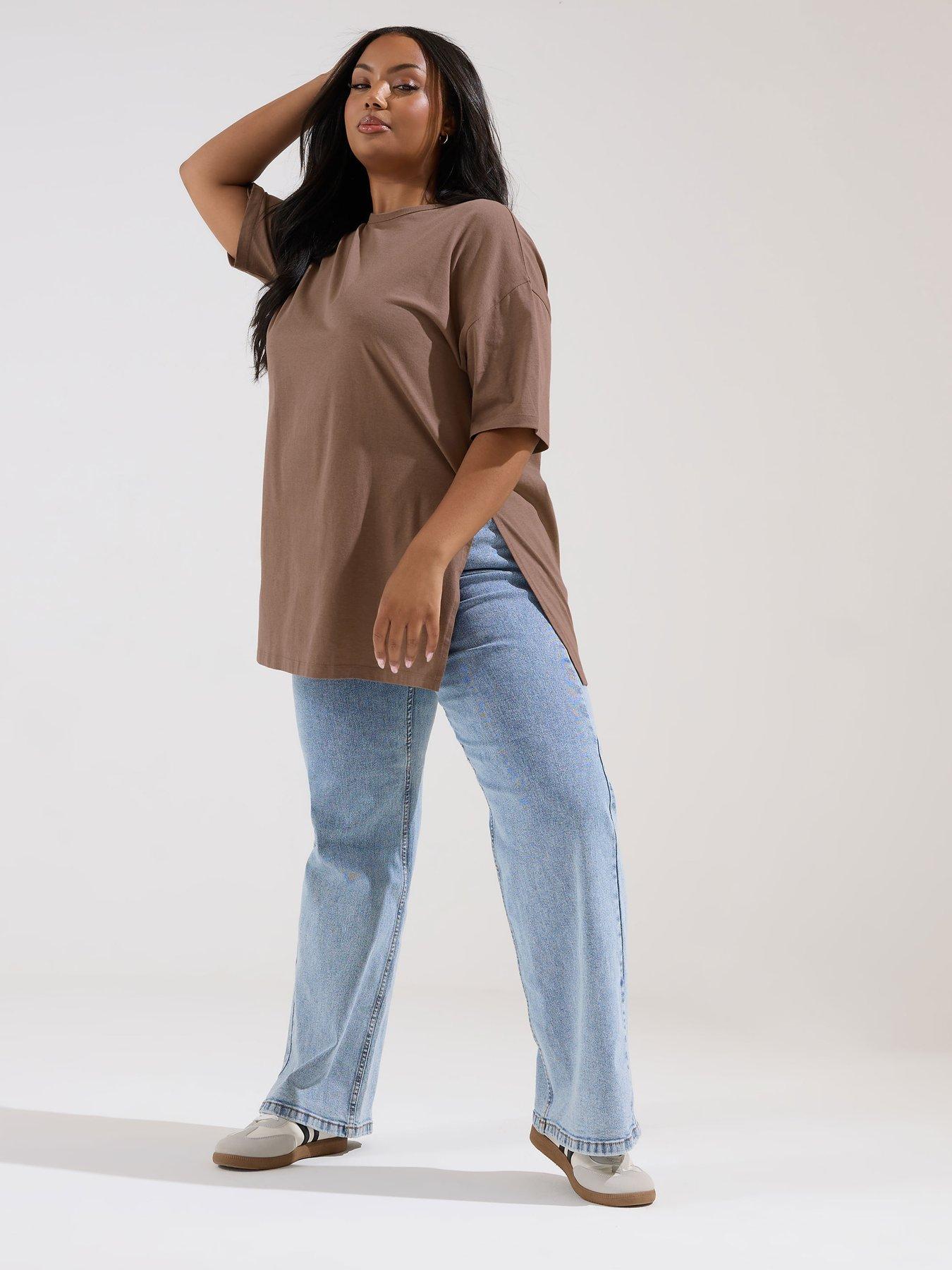 yours-curve-oversized-side-split-t-shirt-brownback