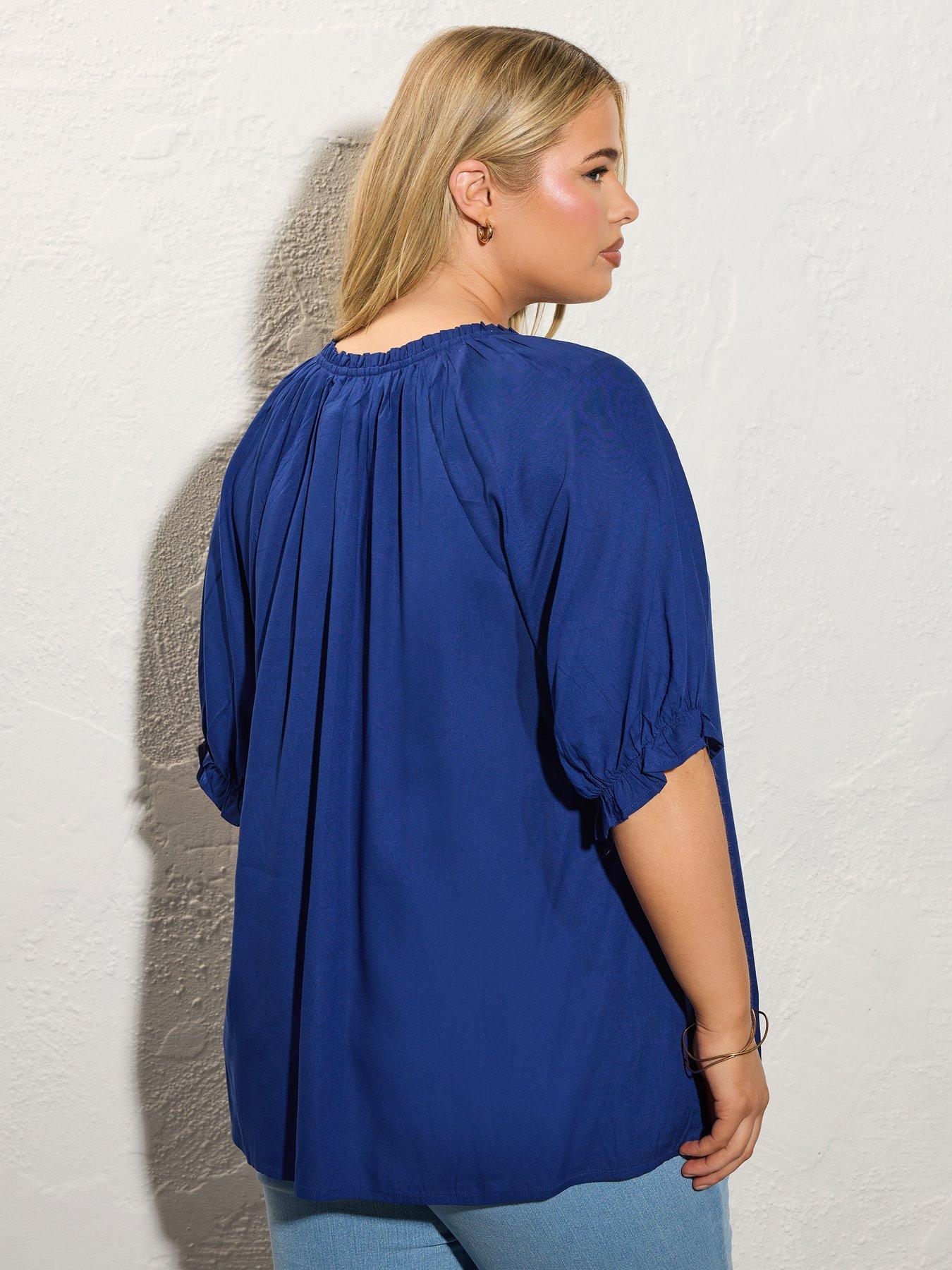 Image 2 of 5 of Yours Curve Notchneck Blouse - Blue