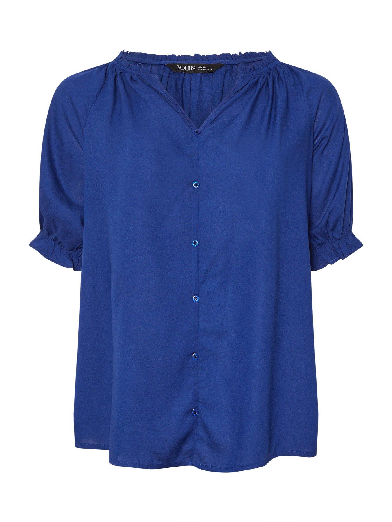 Image 5 of 5 of Yours Curve Notchneck Blouse - Blue