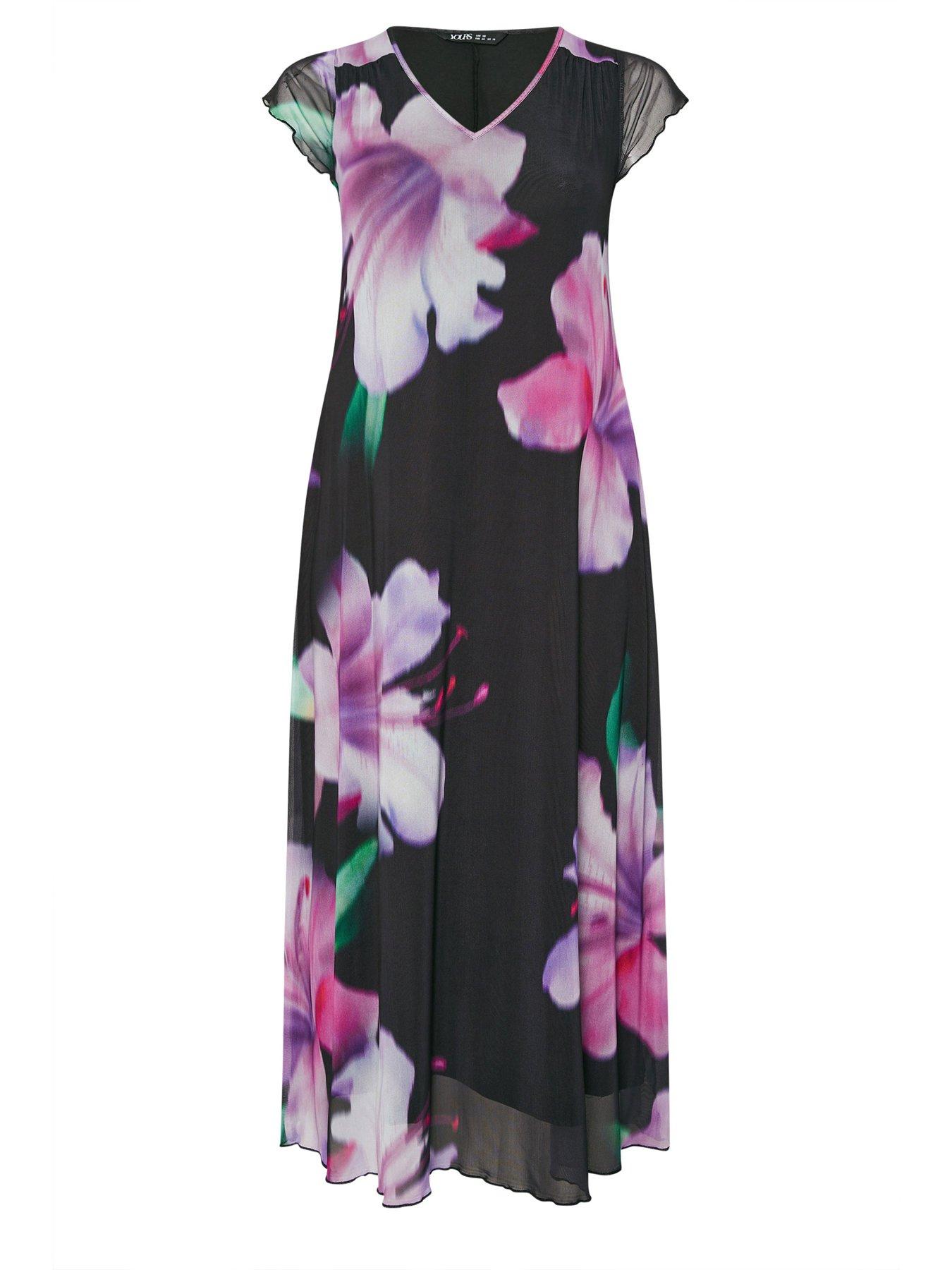 Image 5 of 5 of Yours Curve Mesh A Line Midi Dress - Black