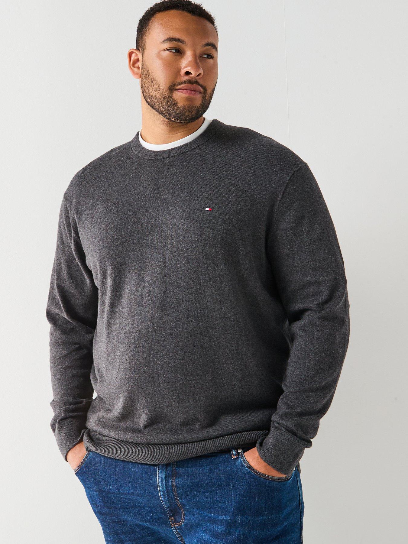 tommy-hilfiger-big-amp-tall-cotton-crew-neck-knitted-jumper-grey