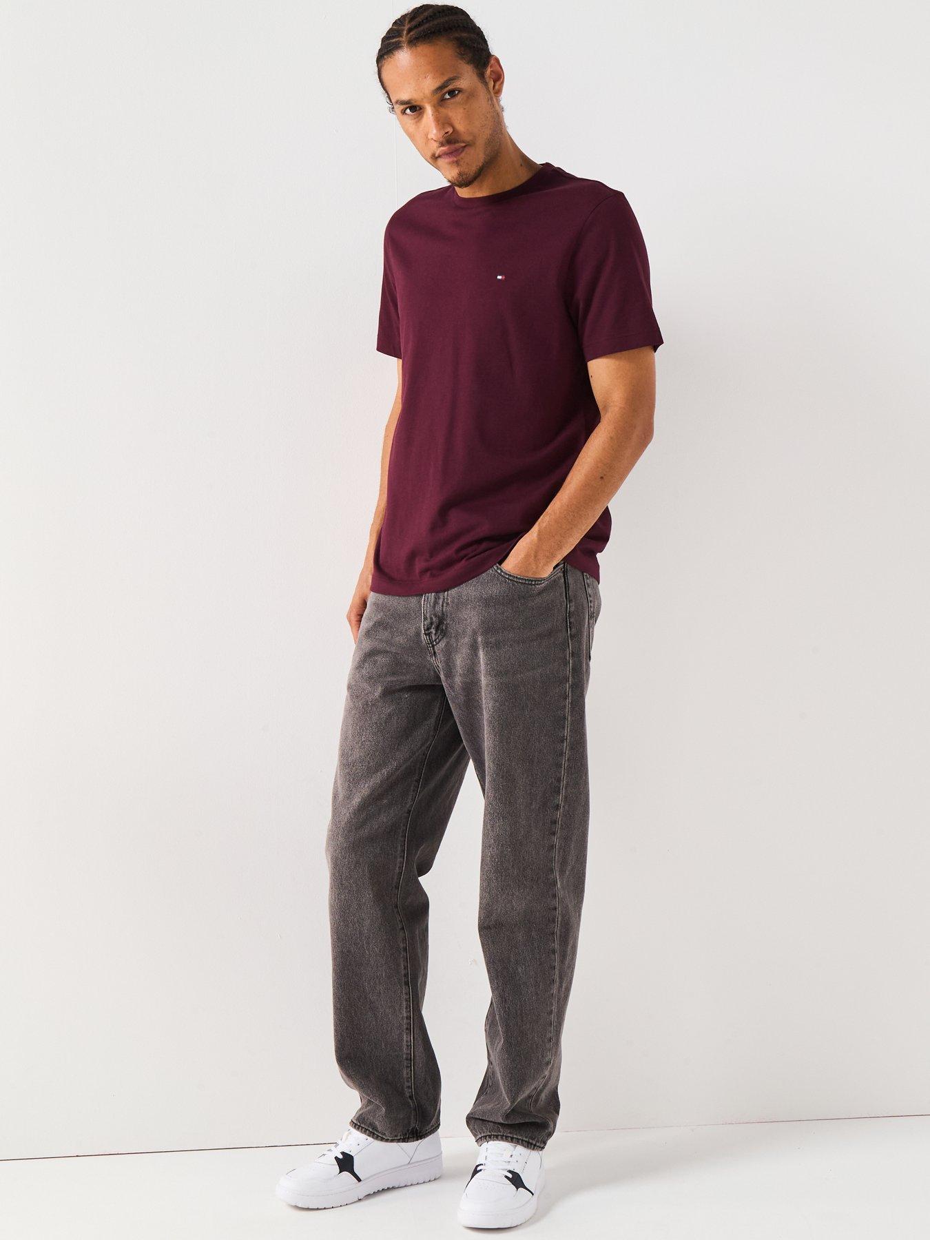 Image 3 of 6 of Tommy Hilfiger Regular Fit Essential Flag Logo T-Shirt - Dark Red