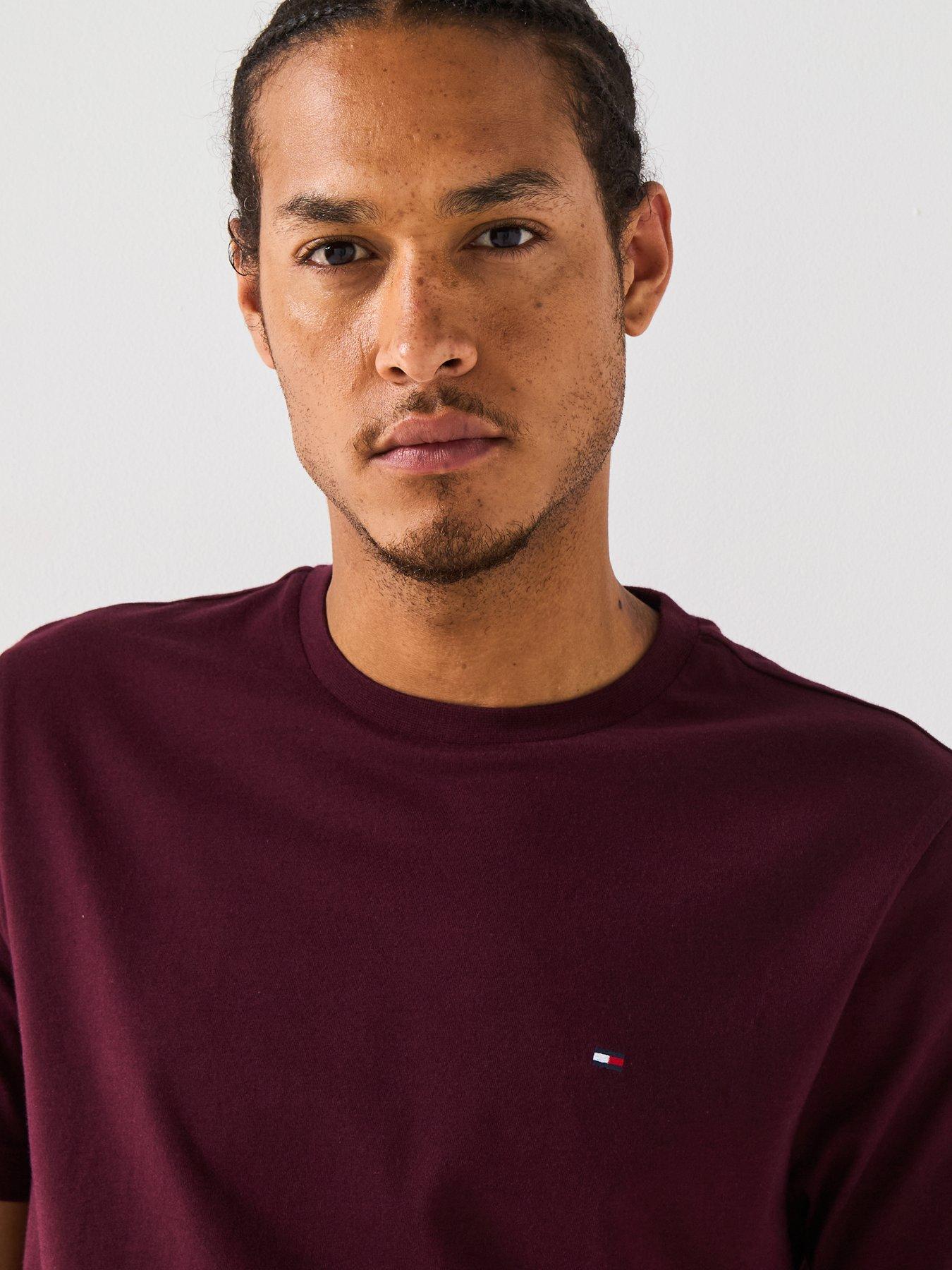 Image 5 of 6 of Tommy Hilfiger Regular Fit Essential Flag Logo T-Shirt - Dark Red