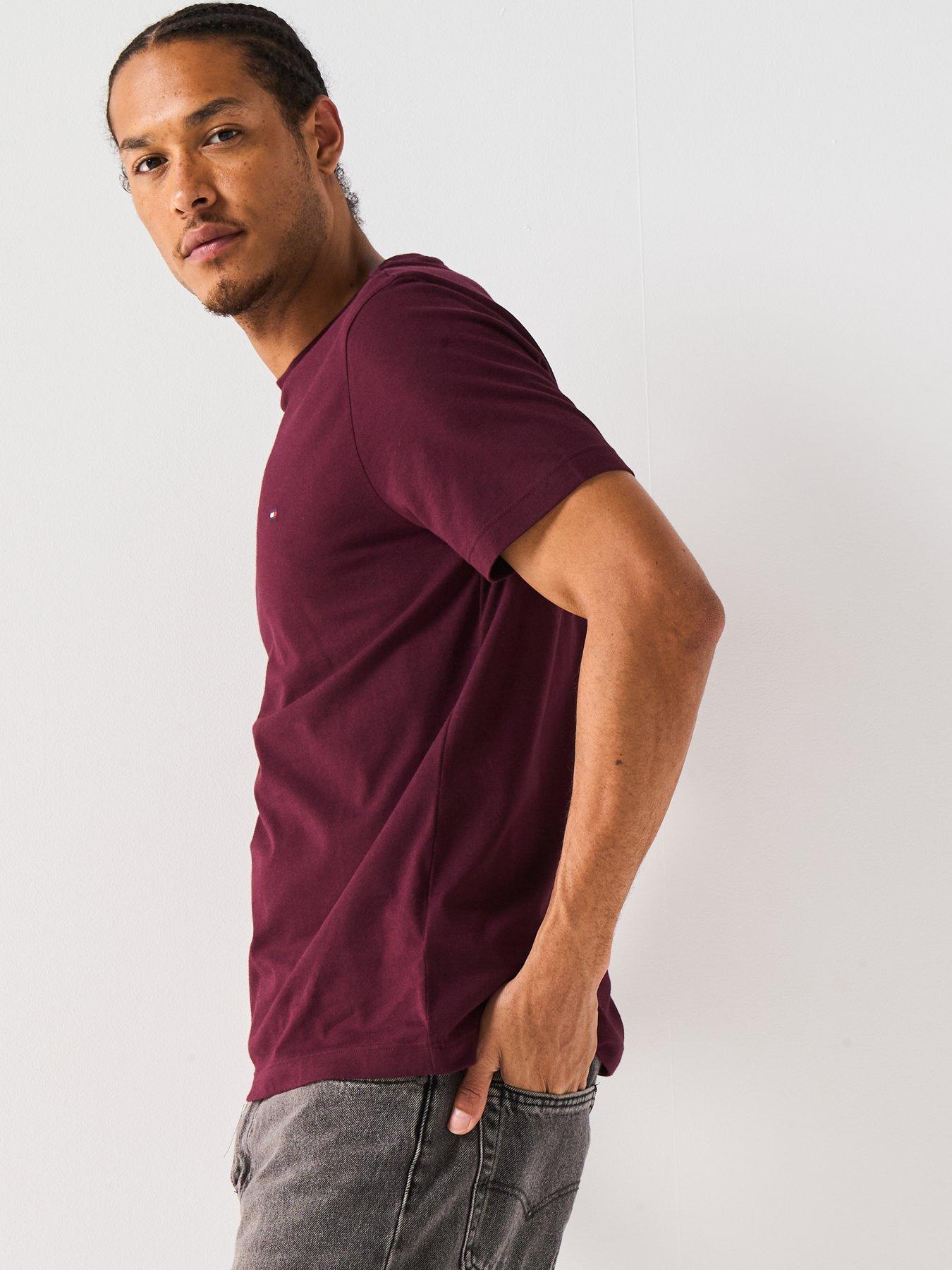 Image 6 of 6 of Tommy Hilfiger Regular Fit Essential Flag Logo T-Shirt - Dark Red