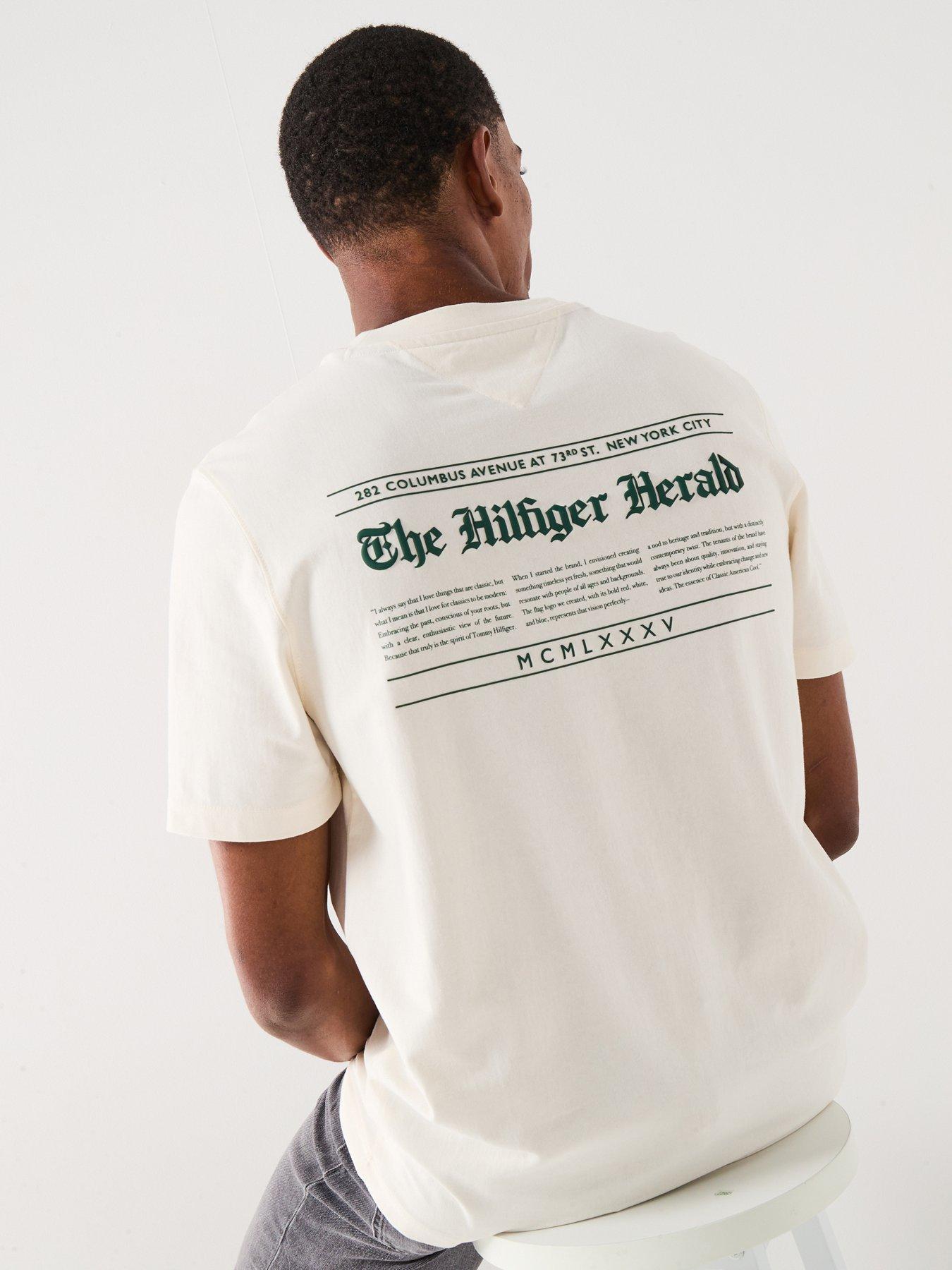 Image 1 of 6 of Tommy Hilfiger Herald Back Print Graphic T-Shirt - Off White
