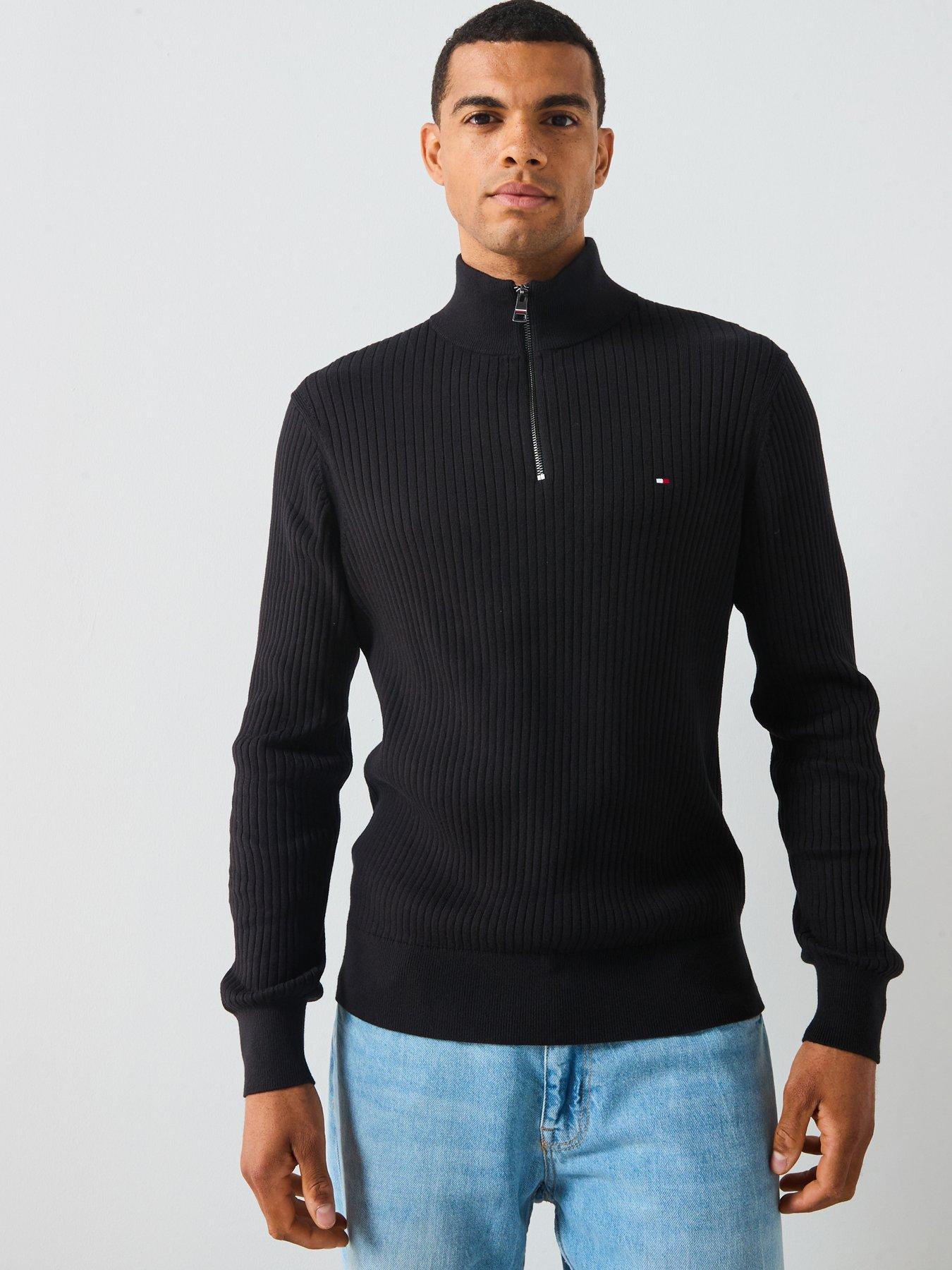 tommy-hilfiger-pima-cotton-cash-structure-14-zip-knitted-jumper-black