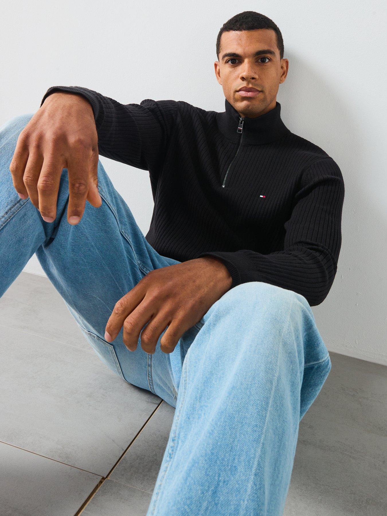 tommy-hilfiger-pima-cotton-cash-structure-14-zip-knitted-jumper-blackoutfit