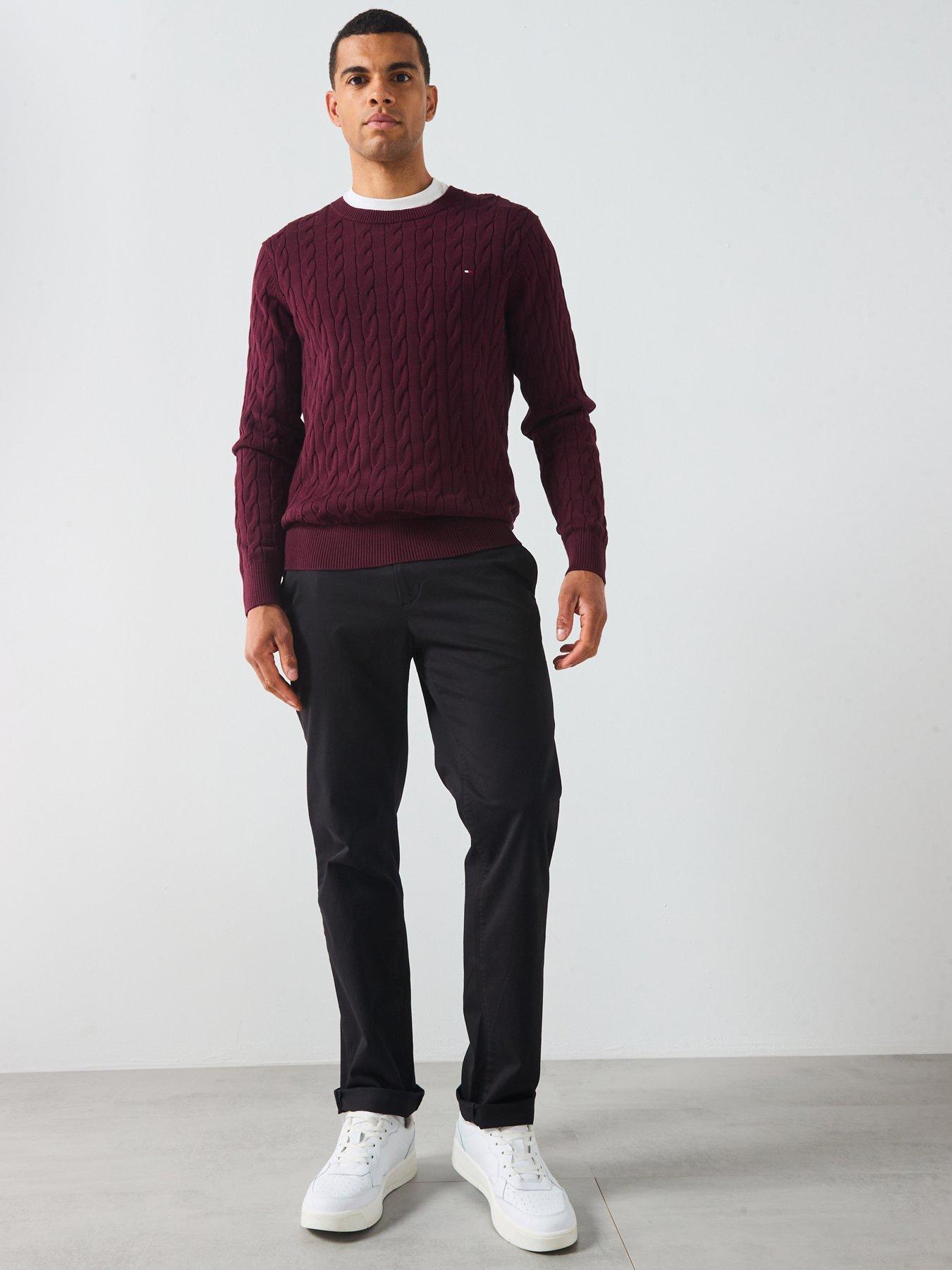 tommy-hilfiger-classic-cotton-cable-crew-neck-knitted-jumper-dark-redback