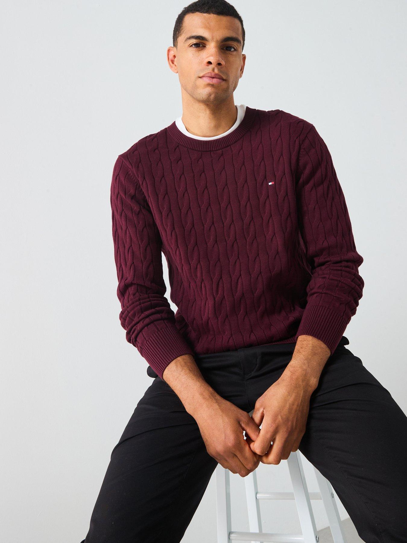 tommy-hilfiger-classic-cotton-cable-crew-neck-knitted-jumper-dark-redoutfit