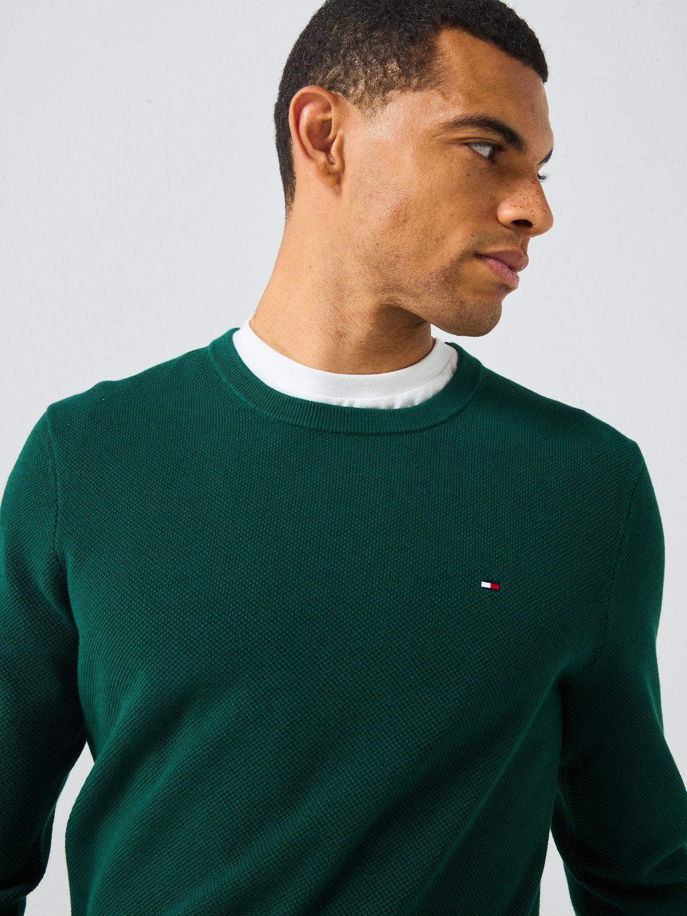 tommy-hilfiger-essential-structure-crew-neck-knitted-jumper-dark-greenoutfit